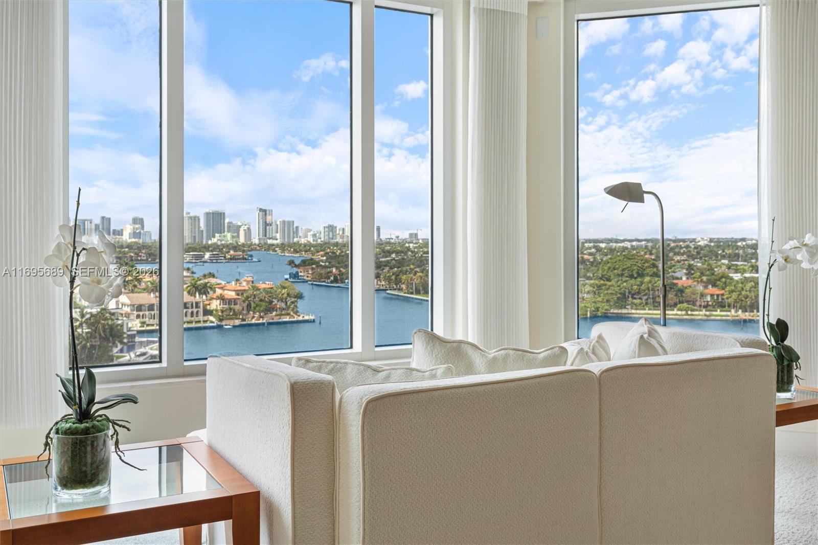 Designer renovated and furnished modern showplace in highly desirable Harbourage Place offers the most panoramic Intracoastal, New River, city skyline and sunset views from all rooms and from the dual terraces. 3 BR+Den/3.5 BA floor plan features high quality fixtures and finishes throughout, including a Poggenpohl kitchen, fine furnishings, high ceilings, oversized laundry room, 3 deeded parking spaces plus 2 storage rooms.  New building restoration complete, brand new pool deck & all assessments paid.  Luxury boutique building with only 44 residences features a new lobby, new club room, fitness center, sauna and more.  Desirable Harbor Beach area location is just minutes to airport, Las Olas/downtown, Brightline and all major roads. Close proximity to restaurants, shopping and beach clubs.