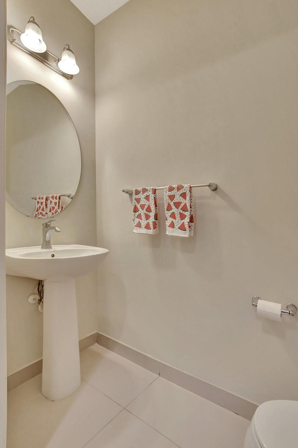 Convenient powder room for guests.