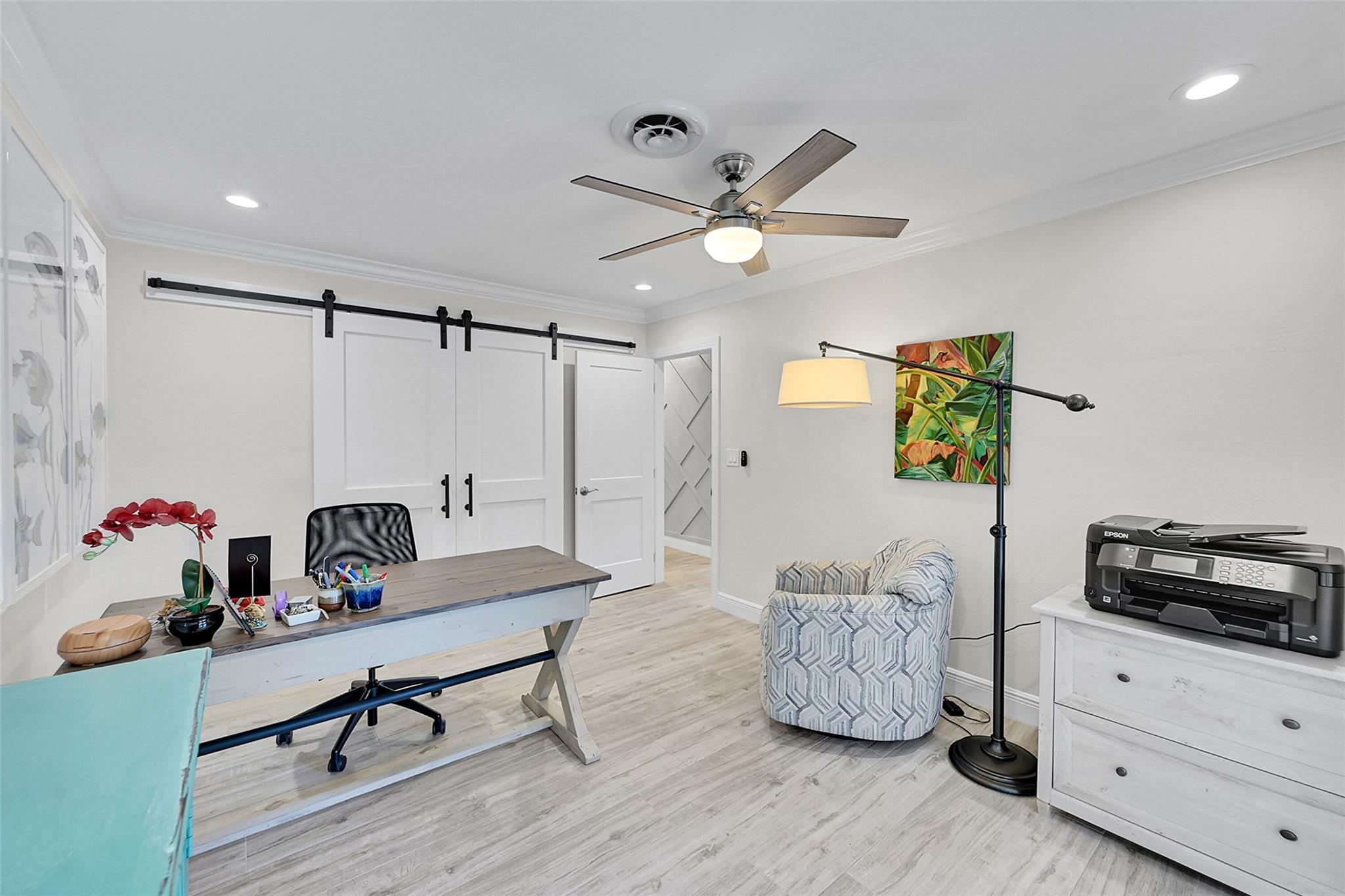 4th bedroom with ample closet space and barn doors...