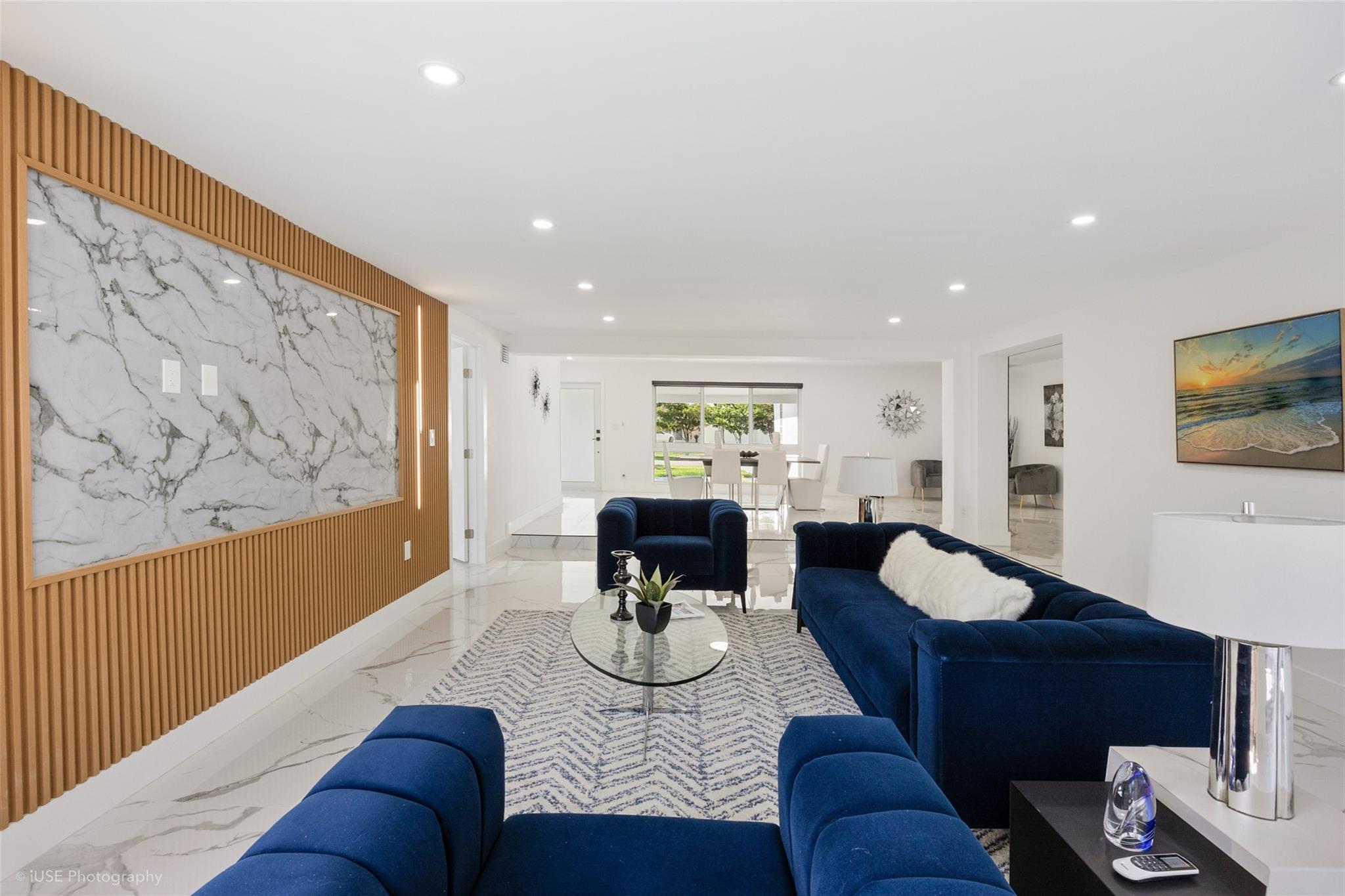 Living room and Dining room.