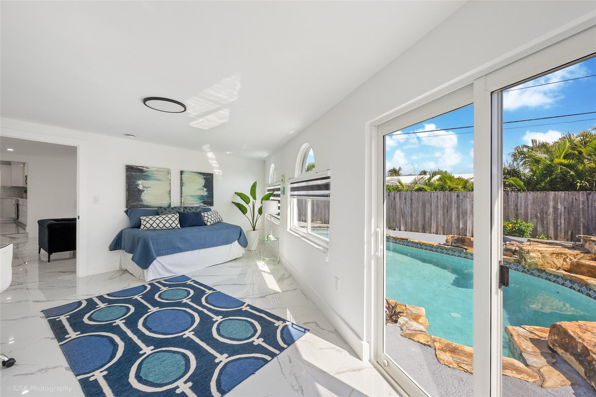 Bedroom #3 with pool view.