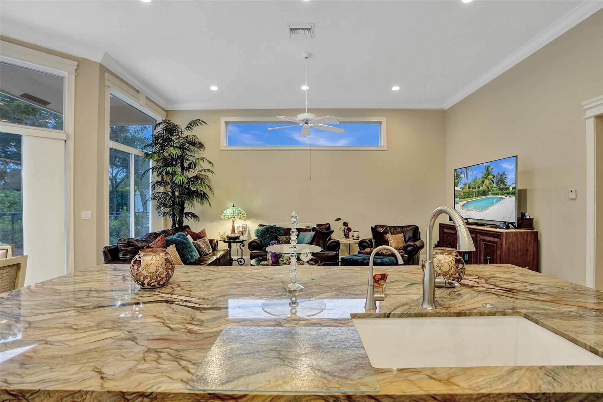 Kitchen View Into Family Room