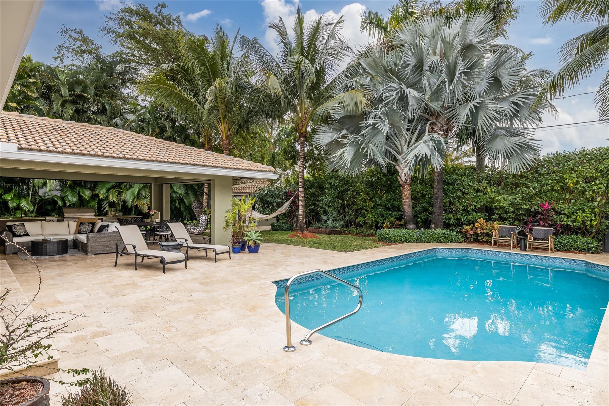 Private resort style backyard