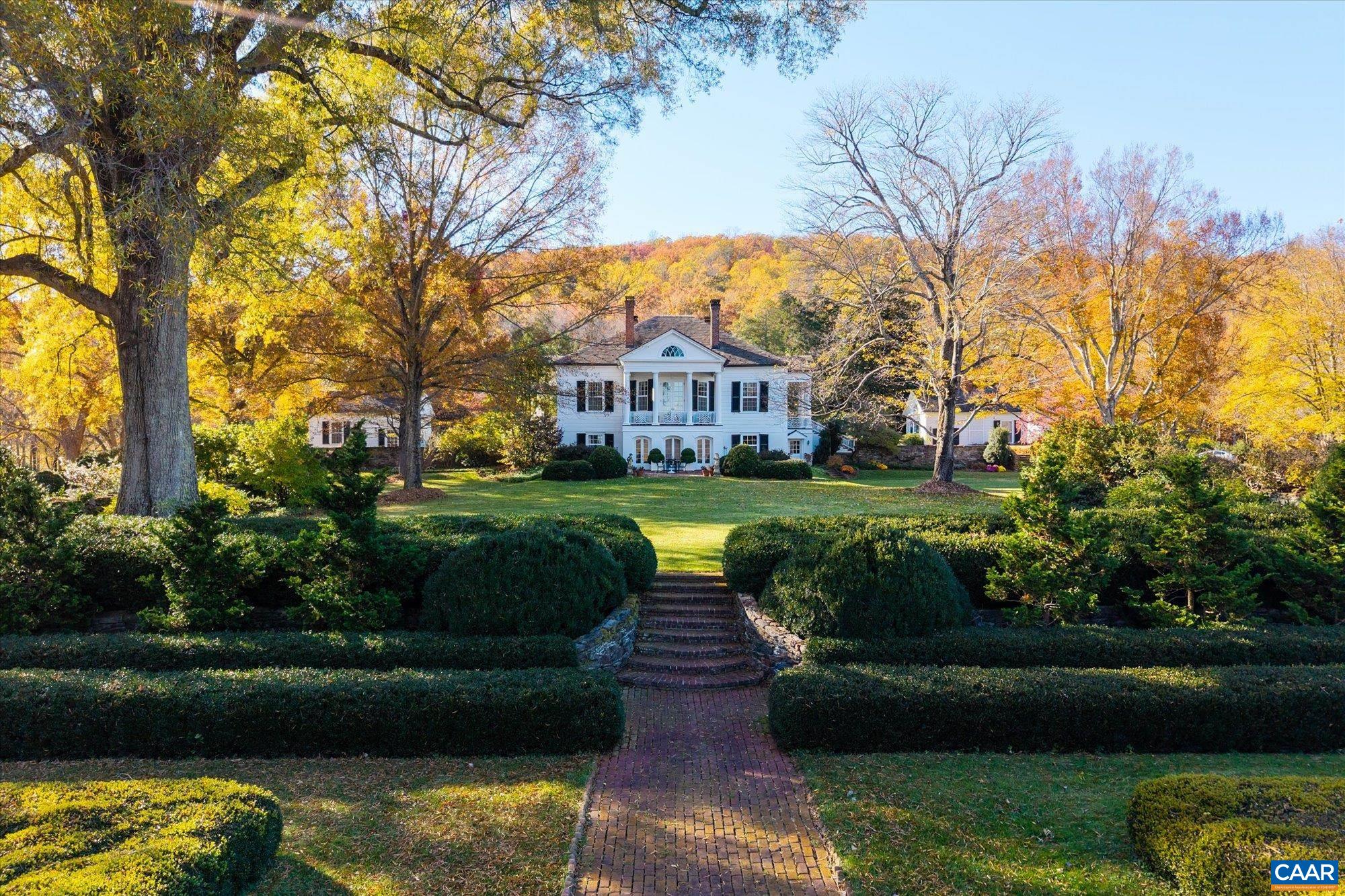 Nestled in the foothills of the Blue Ridge Mountains is this Palladian inspired masterpiece called Edgemont. Surrounded by 572 acres of rolling Virginia farmland, with the Hardware River running through the lush fields, is a home whose design is reputed to be the only remaining private residence attributed to Thomas Jefferson. Complete with tennis court, pool, pool house, and guest houses. Fiber internet throughout the property now. The land is not under conservation easement.