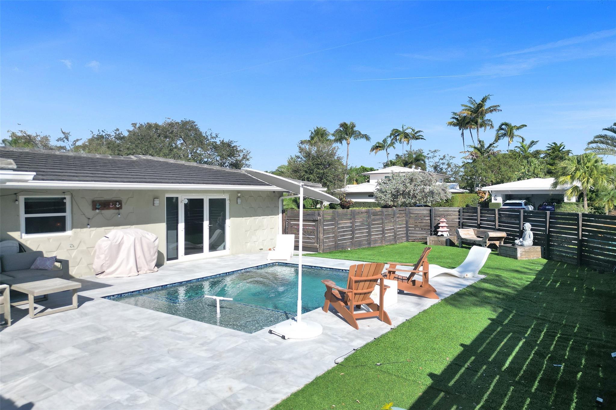 Pool gets Eastern and Southern Sun (the best)