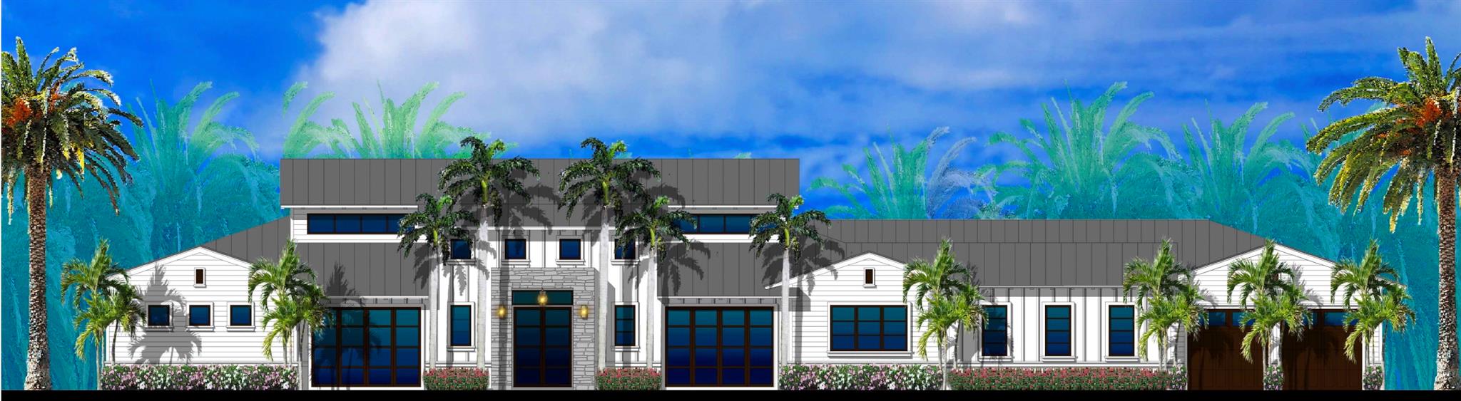 Elevation of proposed new build. Permits pending from City of Boca Raton.