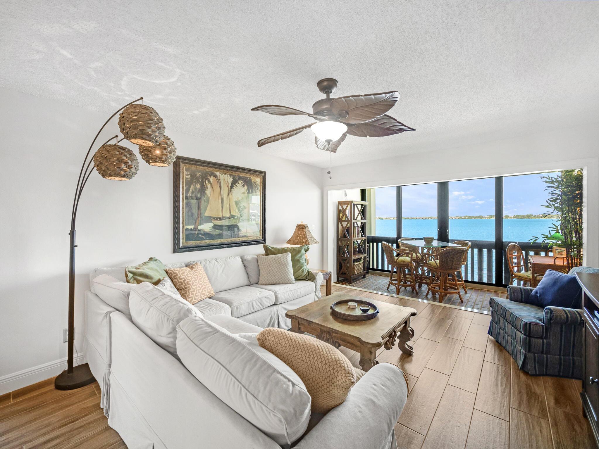 Available May 2026. Min 3-month stay, a 6+ month stay saves 12% FL tax; Annual rental is preferred for those seeking a serene long-term escape. Spectacular 2 bed/2 bath condo, end unit, wide-waterfront condo designed exclusively for adults 55+. Fully furnished with impeccable taste. Every inch of this condo reflects quality and care. From top-of-the-line appliances to premium flooring and designer finishes, no detail has been overlooked. From the balcony, take in uninterrupted river views, where tranquil waters meet Florida's rich wildlife. Watch the boats drift by and enjoy daily sightings of pelicans, ospreys, and occasional dolphins, manatees, and fish frenzies right outside. Day dock available with possible long term docking, see the dock master. Kayak from Pierpoint's beach "Walden Beach" and explore islands nearby, Manatee Pocke, or paddle to downtown Stuart. Bike storage is available for scenic rides to downtown Stuart and the Beaches. Whether you're looking for a seasonal retreat or a year-round sanctuary, this condo offers the perfect blend of luxury, comfort, and connection to nature&#x14;all within a vibrant, welcoming community. All information is deemed reliable, but not warranted by Agent or Agencies. Tenant to verify.