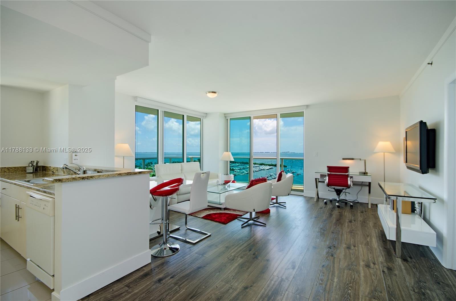 Unbeatable Location!!Coconut Grove. Wrap around corner unit in Arya-with breath taking VIEWS of the Bay!! full-service luxury condo/hotel. 2br/2.5 Bathrooms, fully furnished. Walk to Coco Walk, waterfront, galleries, parks, top rated restaurants. Minutes to Coral Gables, Brickell, Downtown, South Beach, MIA. Direct unobstructed views of Biscayne Bay & access to luxury, resort-style amenities. Healed pool & tub on the 8th floor-sun deck, squash courts, business/conference center/rooms. On site dining, 24 hr. front desk, valet parking & concierge. STR approved, breath taking VIEWS!! A unique chance to own one of the most desirable income-producing properties In Miami.  Turkey Investment!! Short-term rentals allowed. Please see broker's remarks for further information. Call for apt. to see