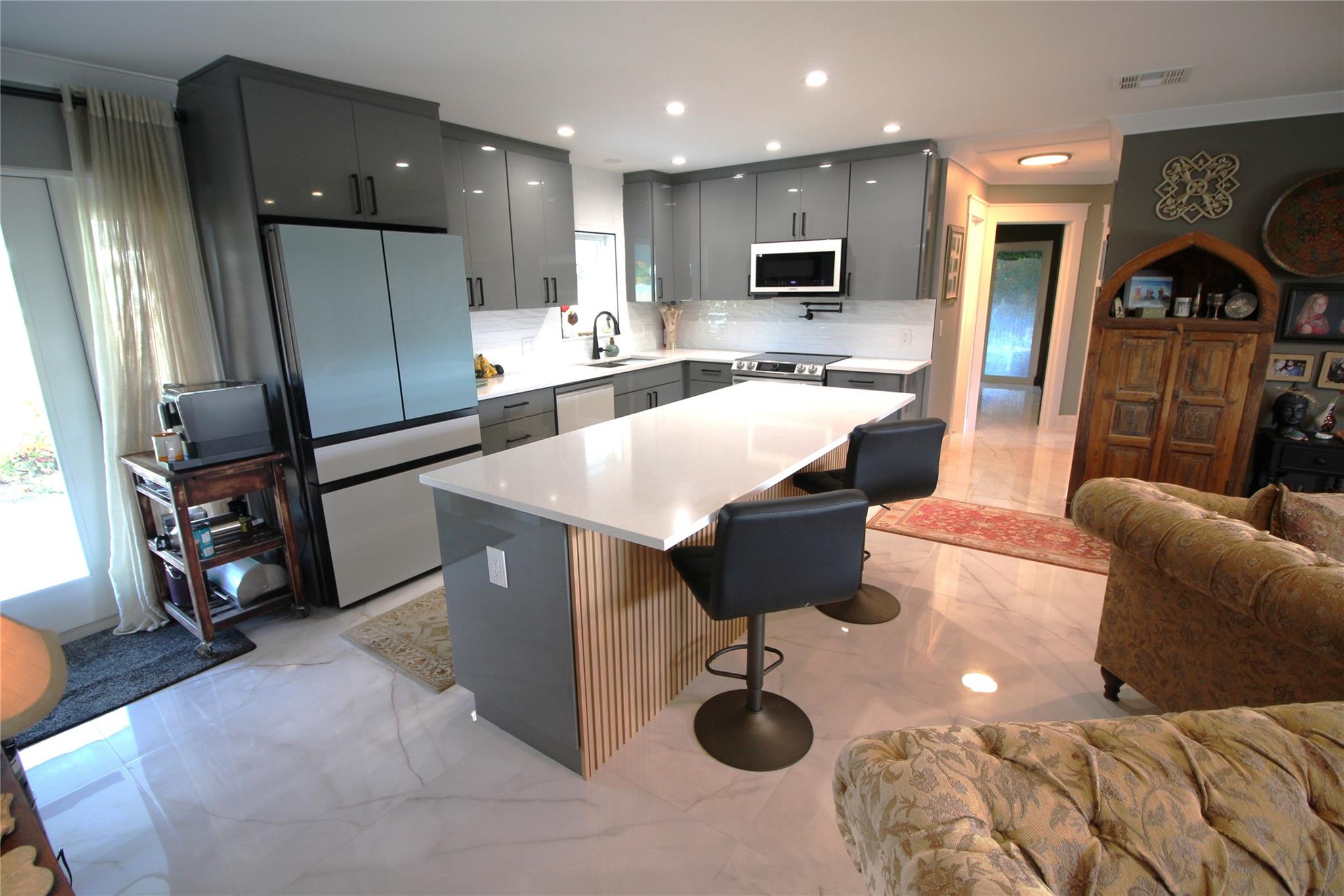 Updated modern kitchen with top-of-the-line appliances.