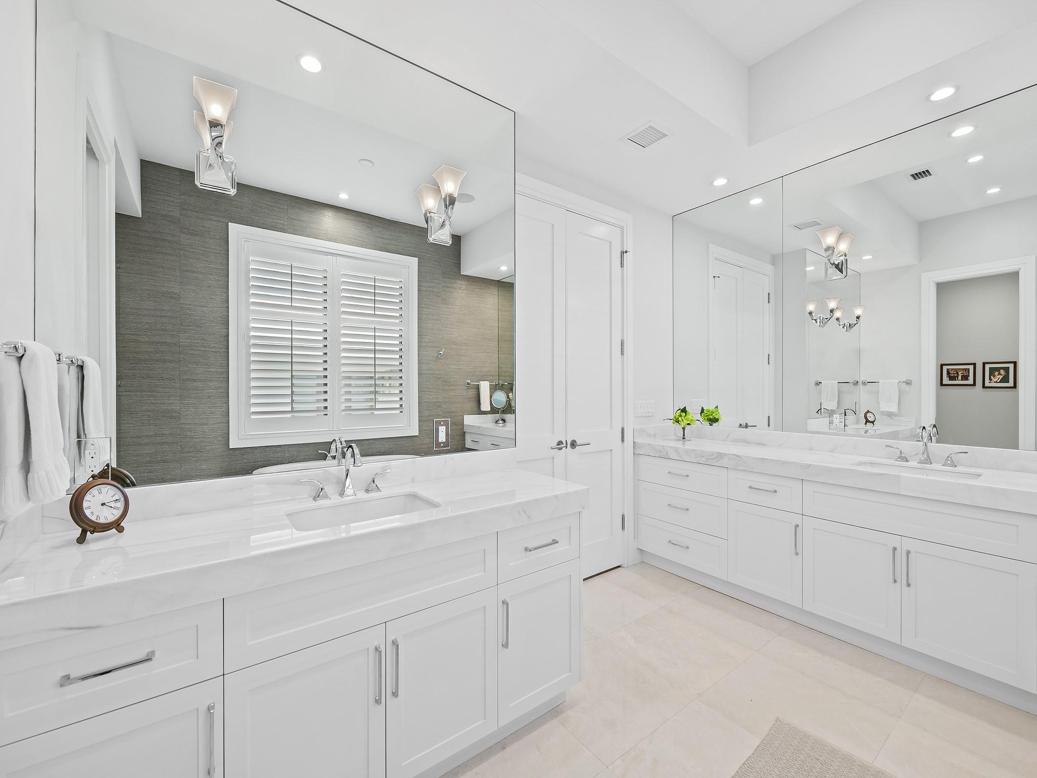 Dual vanity areas, providing ample space for each person to have their own personal space