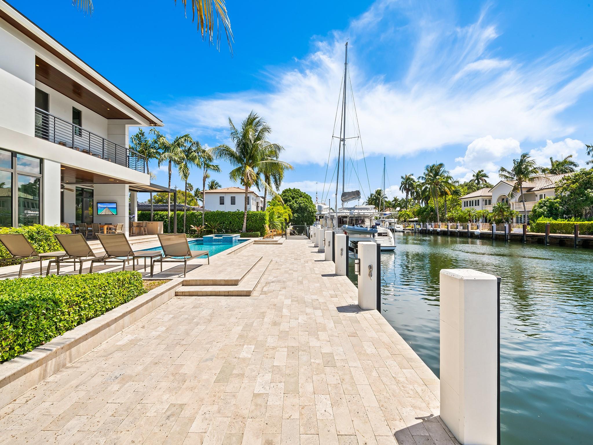 80' of Waterfront 
Dockage for the yachting enthusiast. No fixed bridges. Direct ocean access