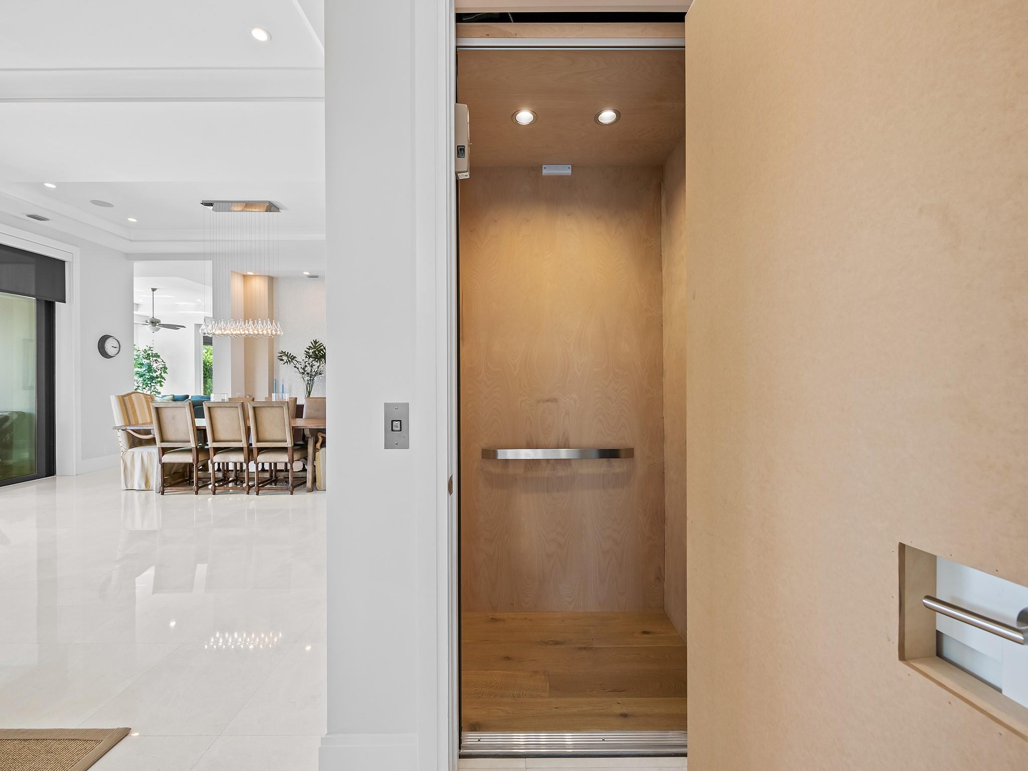 A private elevator adds convenience and accessibility for any lifestyle.