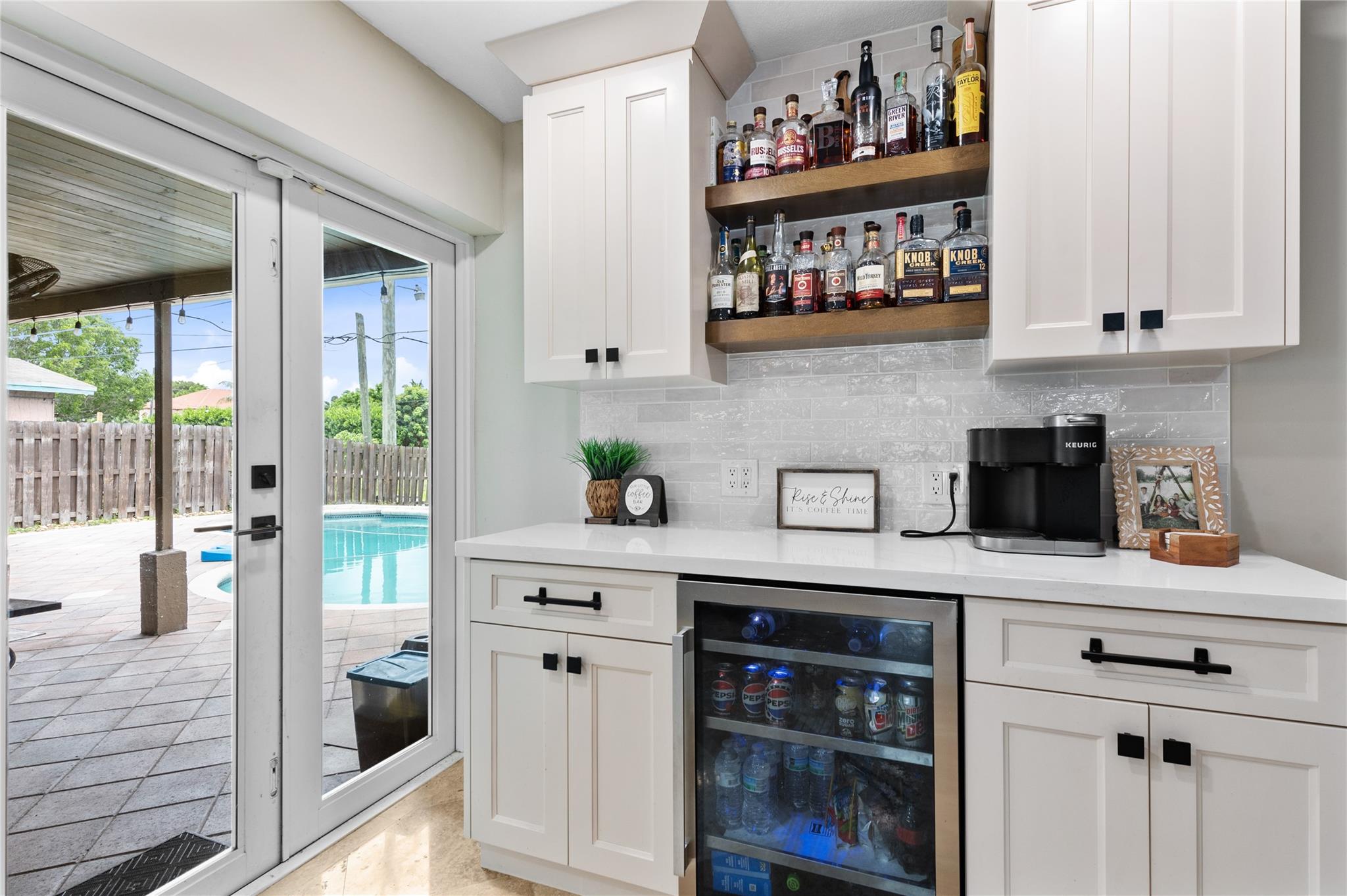 Coffee/Wine Bar with access to the back patio off the kitchen