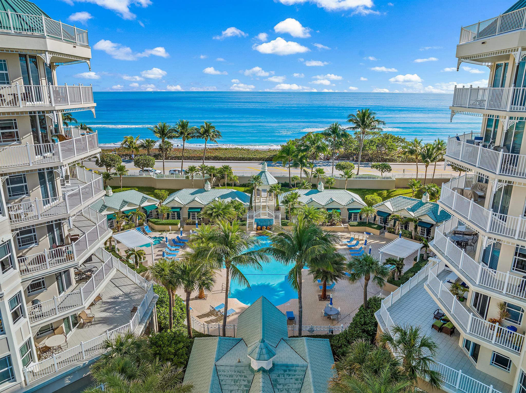 Wake up to sweeping ocean views & live the dream in this exceptionally spacious 3 BR, 3.1 BA corner unit in the sought-after Jupiter Ocean Grande (gated community). This beautifully appointed condo features an open concept layout w/ high ceilings, impact glass, large living area & private balconies off every bedroom--each with its own en-suite bath. The chef's kitchen boasts wood cabinetry, granite countertops & premium appliances, new AC. Resort-style amenities include a sparkling pool, tennis courts, fitness center, clubhouse, garage parking, & year-round social activities--all just steps from the beach & minutes to Jupiter's best dining. Rented 3 mons in season for 13k & rent conveys to buyer.  Instant income!  See supplement..