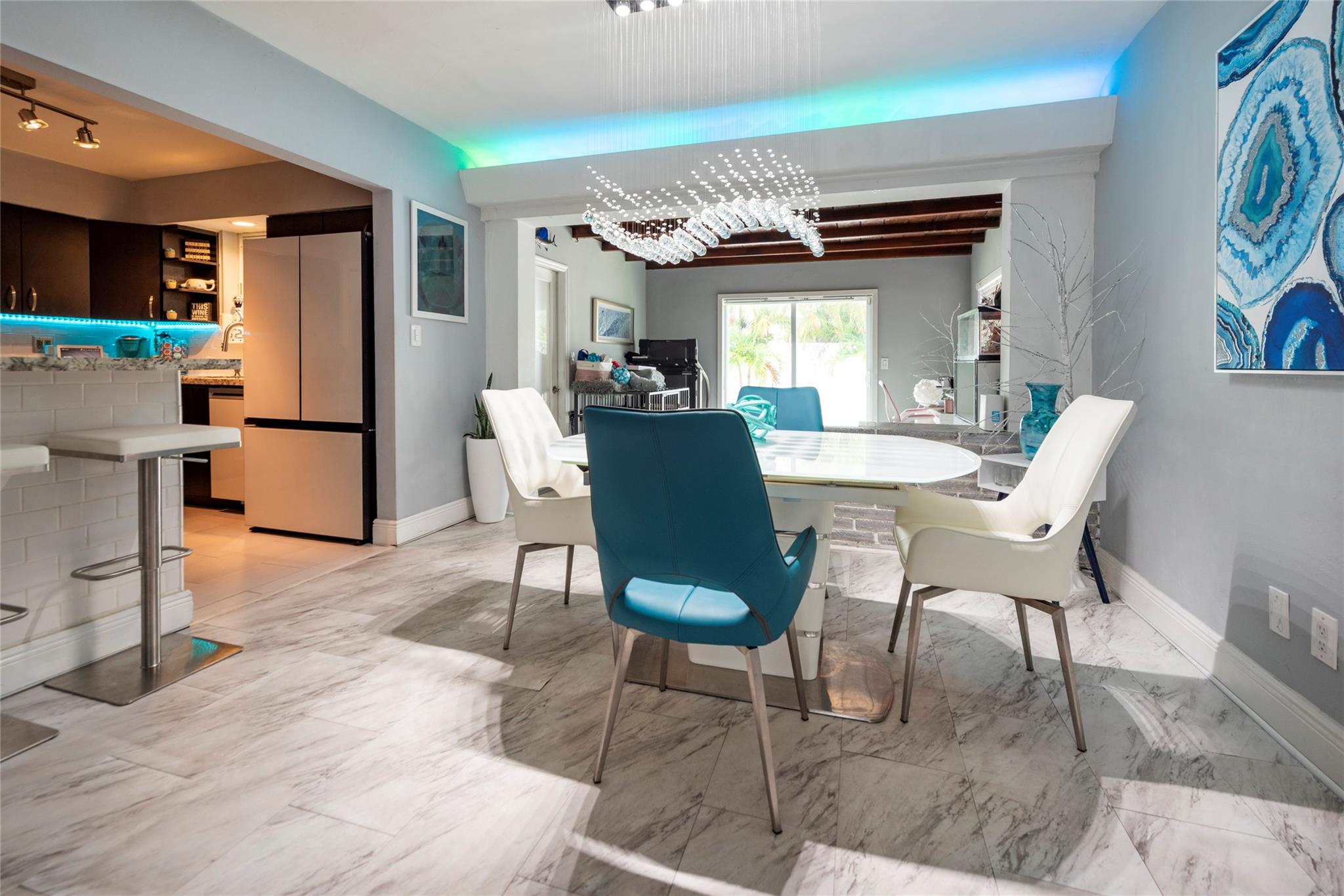 Dining - Kitchen - Florida Room View from Living