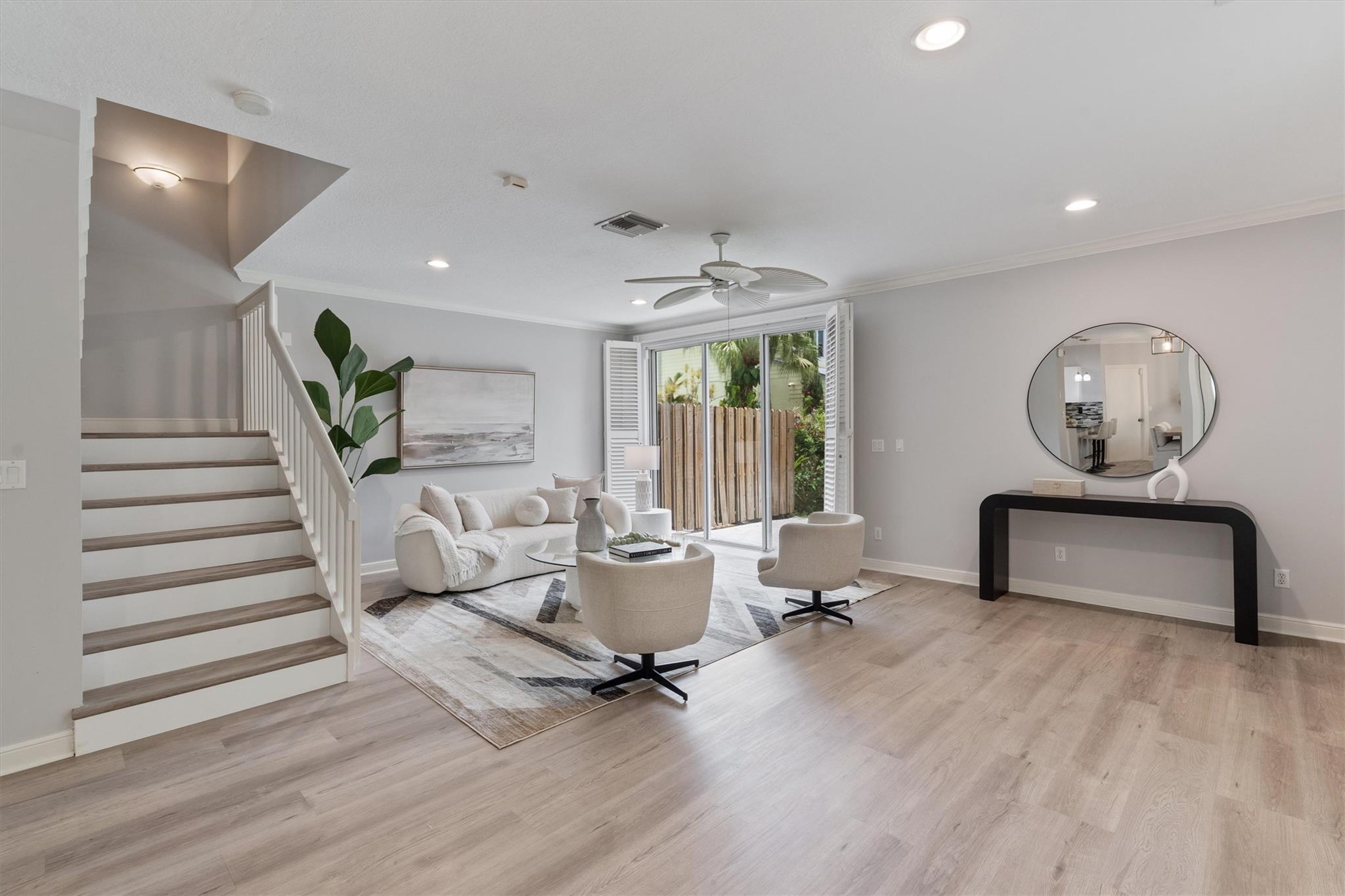 Tucked away in the gated Tarpon River Club, this end-unit townhome offers a peaceful, community-oriented setting, just minutes from Downtown Fort Lauderdale. The updated 3BD/2.5BA home lives like a single-family, with two spacious levels, a 2-car garage, and rare private outdoor space. Inside, enjoy new floors and appliances, a gas range, large closets, and elegant plantation shutters. Community amenities include a heated pool, tennis/pickleball court, and dockage. What truly sets this property apart is the exceptionally comprehensive HOA — covering water, sewer, storm water, gas, trash, roof, exterior maintenance, landscaping, flood and windstorm insurance — offering unmatched peace of mind and value. An incredible opportunity for space, lifestyle, and water access this close to downtown. Located in the heart of Fort Lauderdale’s desirable Tarpon River neighborhood, this townhome offers walkable access to parks, cafes, breweries, and the Riverwalk. Just a few minutes from Las Olas, the beach, Brightline station, and FLL Airport, it's a prime location for both convenience and tranquility. The community’s quiet, tucked-away feel makes it ideal for evening walks and enjoying the outdoors — all while being close to downtown’s energy. The HOA’s extensive coverage is rare and adds exceptional value for part-time or full-time residents alike. 35’ dock space available for rent, subject to availability.