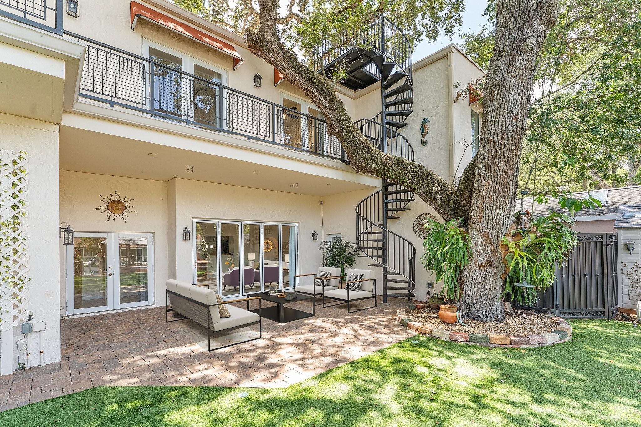 Back patio virtually staged