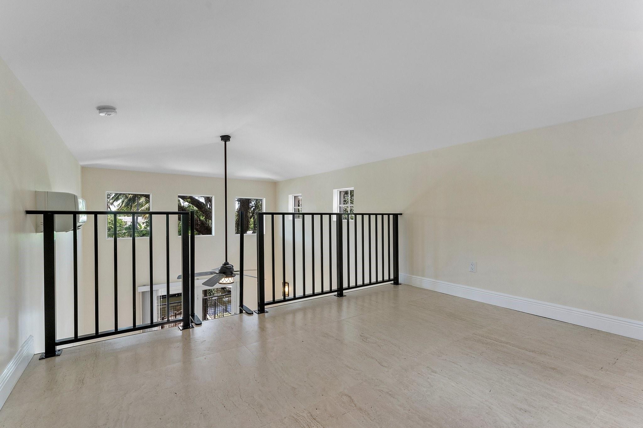 view from loft to media room