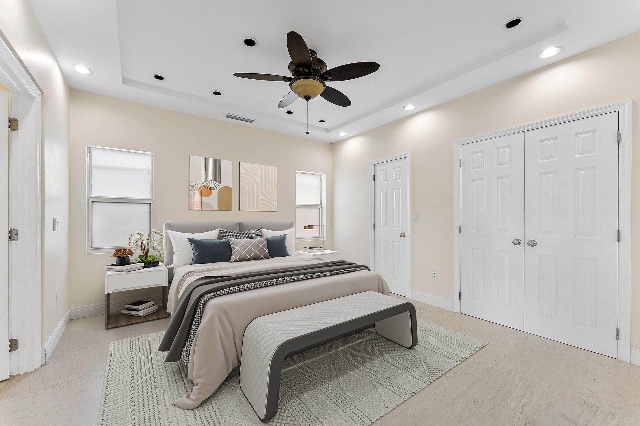 first floor primary bedroom virtually staged