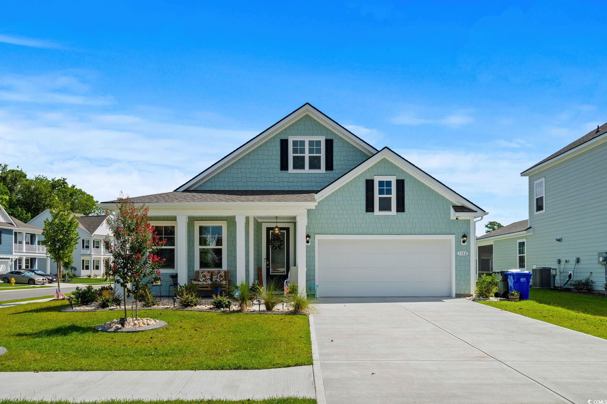This thoughtfully designed home in The Retreat at Wild Wing offers a split bedroom layout, giving the owner’s suite added privacy at the rear of the home. The open-concept kitchen, living, and dining areas are perfect for entertaining. This home features crown molding, a chef’s dream kitchen with 36" painted cabinetry, sleek quartz countertops, and stainless steel Whirlpool appliances. A flexible front room on the main level is ideal for a home office, study, or formal dining space. The owner’s bath is sure to impress with dual vanities, a 5' walk-in shower with stability bars added, and a massive walk-in closet with custom shelving. Enjoy the outdoors with a fenced-in backyard and a screened-in rear porch—perfect for relaxing or entertaining. Home is under one year builder warranty until March 2026. Electrical, Heating & Cooling, and plumbing systems have a 2 year transferrable warranty. Home also has a 10-year structural warranty that is transferrable. Appliances are also registered with the manufacture extended warranty that is transferrable. Seller is open to repainting the purple flex room if requested.