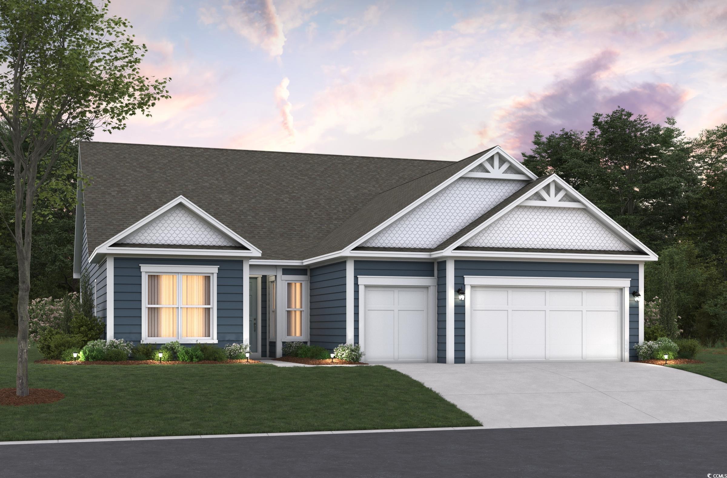 Welcome to the Sterling, a thoughtfully designed single story home in the heart of Murrells Inlet.  This versatile plan includes 3 bedrooms, 3 bathrooms, a private study with French doors, a covered porch, and even a golf cart garage for added convenience.  The true centerpiece of this home is the open-concept kitchen, great room, and dining area that wrap around a show-stopping 13-foot kitchen island. With abundant counter space, a walk-in pantry, and a layout built for entertaining, this kitchen is as functional as it is impressive.  Bedroom 3 is tucked away from the main living areas and includes its own private full bath—ideal for overnight guests or anyone that wants a private bath. The spacious primary suite offers a huge walk-in closet and a spa-inspired en-suite, with a 5-foot walk-in tile shower, glass enclosure, dry-off seat, Moen rain and wall shower heads.  Step outside to enjoy the wooded .71-acre homesite, perfect for relaxing evenings or entertaining guests.   Located in the sought-after Northbrook community, that offers larger lots, more space between homes, longer driveways, and easy access to the Murrells Inlet Marshwalk, Huntington Beach State Park, and Brookgreen Gardens, combining convenience with comfort.  As America’s number one energy-efficient homebuilder, we’re proud that in 2024 our homes achieved an average net HERS® score of 37 (with solar) and a gross score of 42—the lowest publicly reported among the top 30 U.S. homebuilders in Builder Magazine’s Top 100 list (ranked by 2024 closings).  Contact us today to learn more about exclusive buyer incentives, including closing cost assistance, design studio upgrades and more!  Disclosure: Photos are of the decorated model home- for sample purposes only.