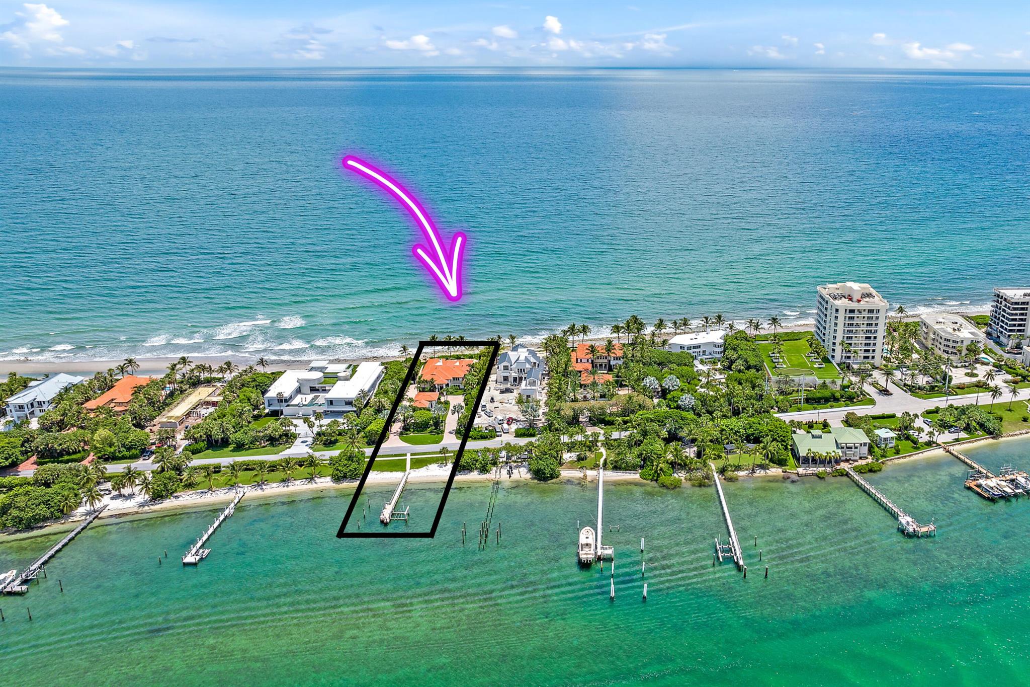 RARE and EXCEPTIONAL blend of beachfront elegance, coupled with the highly sought after Jupiter Island vibe that you've been searching for. 613 S Beach represents the best of both worlds, sitting directly on the sand on the exclusive Jupiter Island beachfront, while maintaining a casual tone with its deeded Intracoastal Waterway water frontage, boat dock, and lift. This luxurious retreat has been fully furnished and is fully equipped to make your South Florida stay effortless. Featuring an open, airy floor plan with five large bedrooms in the main home, each with a generous walk-in closet and large ensuite bathroom, plus an office or den in the main house, AND a detached large one-bedroom guest house! [click for more] The entire property boasts pride of ownership, with impeccable millwork, intricate carpentry and stunning tile flooring, creating an ambiance of refined beauty, while feeling like an intimate beach house all the same. The main house features a thoughtfully designed floorplan, catering to households of all sizes and with that highly sought after indoor-outdoor flow between the interior living spaces, the expansive pool deck, and the beach access beyond.

Step outside to your piece of Jupiter Island paradise&#x14;a sprawling beachfront haven, anchored by the property's lush landscaping, sparkling pool, all against the breathtaking backdrop of the Atlantic's endless blue horizon.

This exceptional residence is ready to become your private oasis. Enjoy the vibrance that Jupiter has to offer, and revel in the exclusivity of this prestigious address.