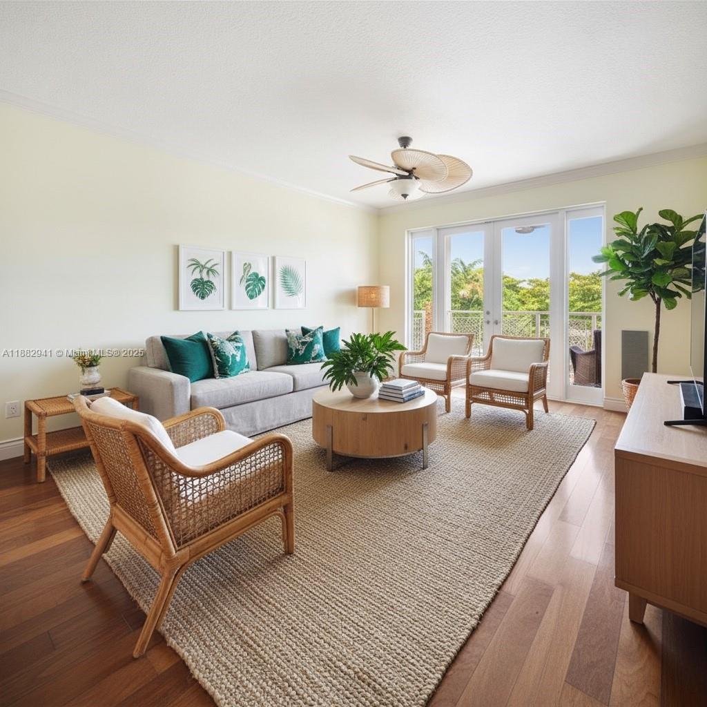 First time on the market, this premium unit at Grove Gardens offers expansive western views and is one of the largest one-bedroom residences in the building. Centrally located near Ransom Everglades and Coconut Grove’s top dining and shops. Enjoy 24-hour security, covered parking, a gym, pool, sauna, and four on-site restaurants. Inside, 9-ft ceilings and custom walk-in closets frame a refined space with Miele appliances, Sub-Zero refrigerator, and double master sinks. Spa-like bath features dual showers and bidet, plus a full second bath, washer/dryer, and AC storage.