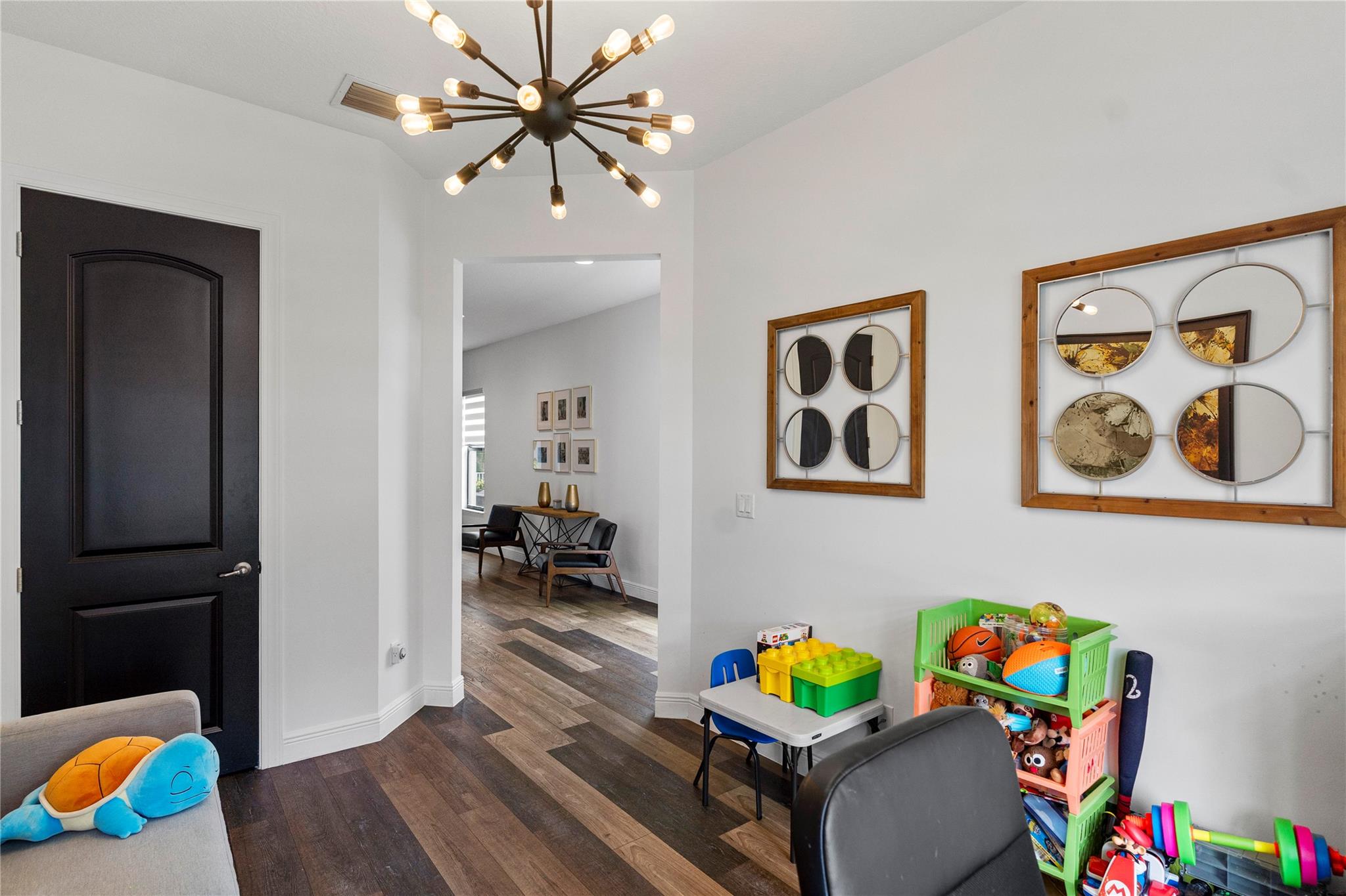 den / game room with closet