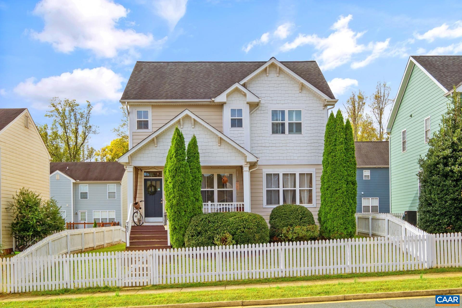 Fantastic home in a prime location! This 3 bed, 2.5 bath home offers comfortable, easy living just minutes from UVA, 5th Street Station, I-64, and the Downtown Mall. The main level features an open-concept layout with spacious living areas, beautiful hardwood floors, and a bright eat-in kitchen. Upstairs, the primary suite includes two closets and a large en-suite with dual vanities, a soaking tub, and a separate shower. Down the hall are two additional bedrooms with generous closet space, a full bath, and a convenient laundry area. Enjoy relaxing or entertaining on the Trex deck overlooking the fully fenced yard, or sip your morning coffee on the covered front porch!