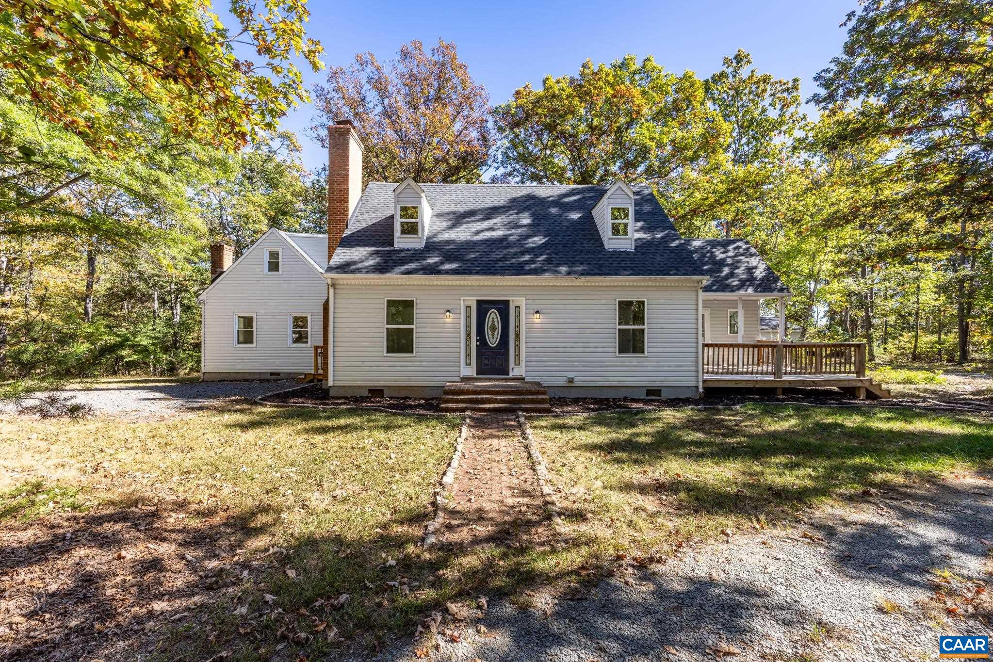 Showings to start 10/23.  Beautifully renovated 4–5 bedroom, 3 bath home on nearly 10 acres in sought-after Albemarle County. Bring your horses, create a small farm, or simply enjoy the space and serenity this unique property offers. Located in the heart of Wine Country—just minutes from Jefferson Vineyards, James Monroe’s Highland, and Trump Winery—you’ll enjoy both privacy and convenience to all that Charlottesville has to offer. Relax on the back deck with your morning coffee or unwind with evening cocktails while soaking in the peaceful views. The flexible layout provides options for a separate rentable unit, in-law suite, or the perfect setup to enjoy the entire home as your own.