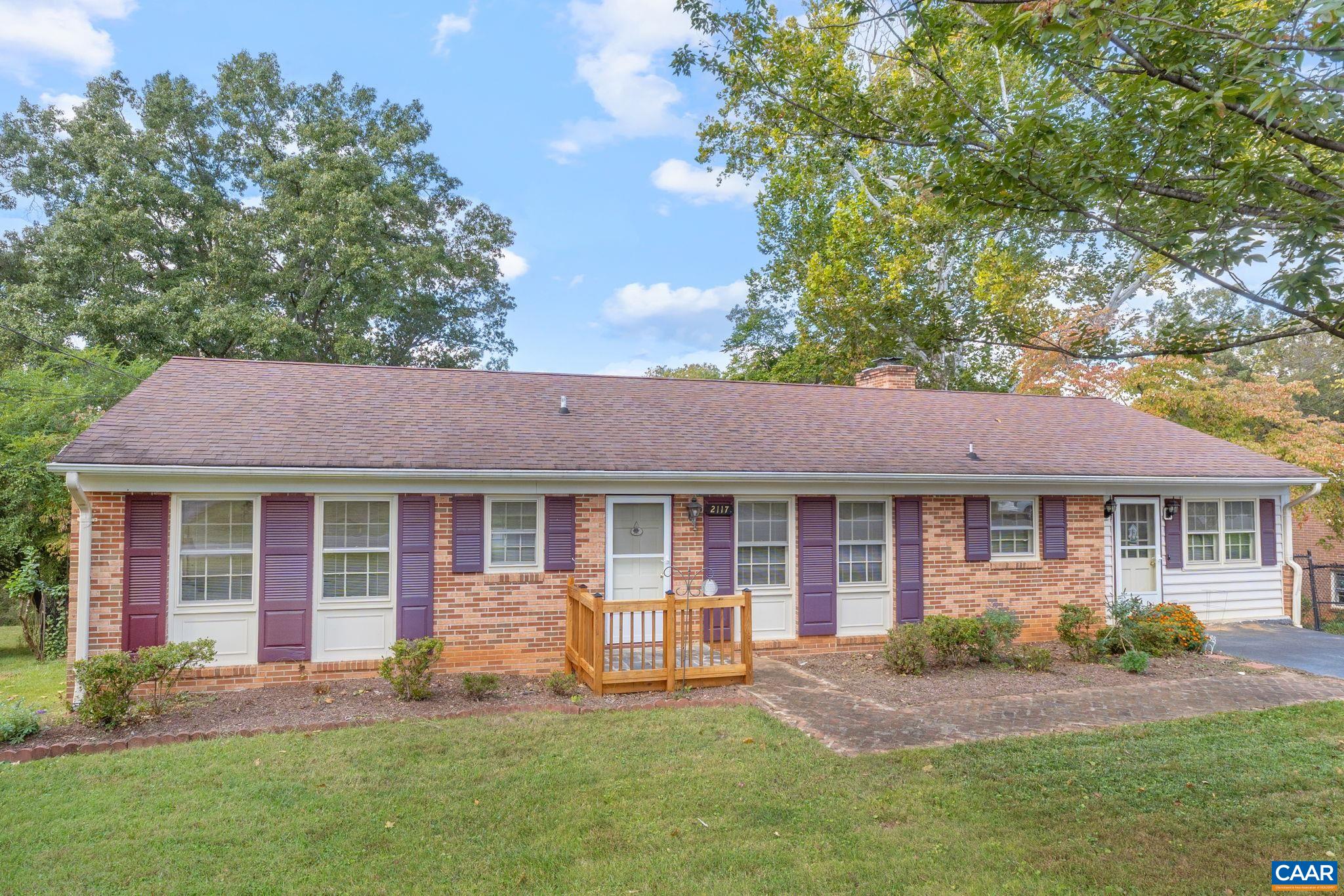 Open House Saturday November 15, 2025 1:00 - 3:00pm. This 1964 Charlottesville City brick ranch is within walking distance of Greenbrier Elementary School and Greenbrier Park. Offering 1,701 sq. ft. of finished main level living space with one step entry access from the paved driveway. The main level space that has most recently been used as a family room could easily be converted to the 4th bedroom with an attached full bath that features an easy access shower stall. Are you looking for additional living space? The full basement offers 1,224 sq. ft. of living space that is equipped with a 2nd kitchen, recreation room, full bath, study/library, exercise room, and an additional 477 unfinished sq. ft. featuring the laundry room and 2 large storage rooms, all this plus walk out access to the partially fenced back yard and large storage shed. This home offers bright and spacious rooms, beautiful hardwood floors, 2 fireplaces (one woodburning & one gas logs), ceramic tiled baths, stainless appliances and more. Quick closing possible!