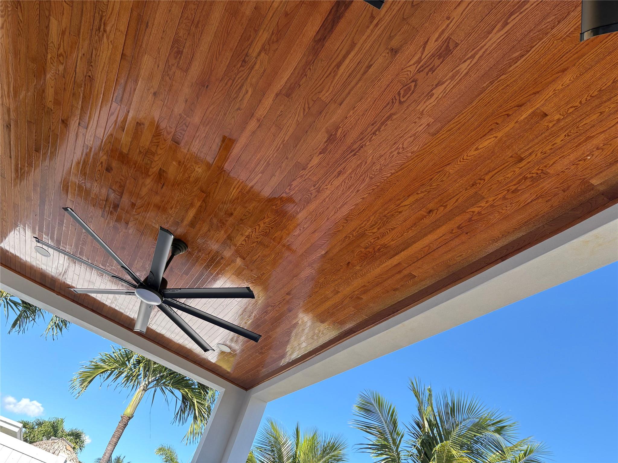 Real Hardwood ceiling. The beauty of craftsmanship. Finish to perfection. A natural touch to a gorgeous water view
