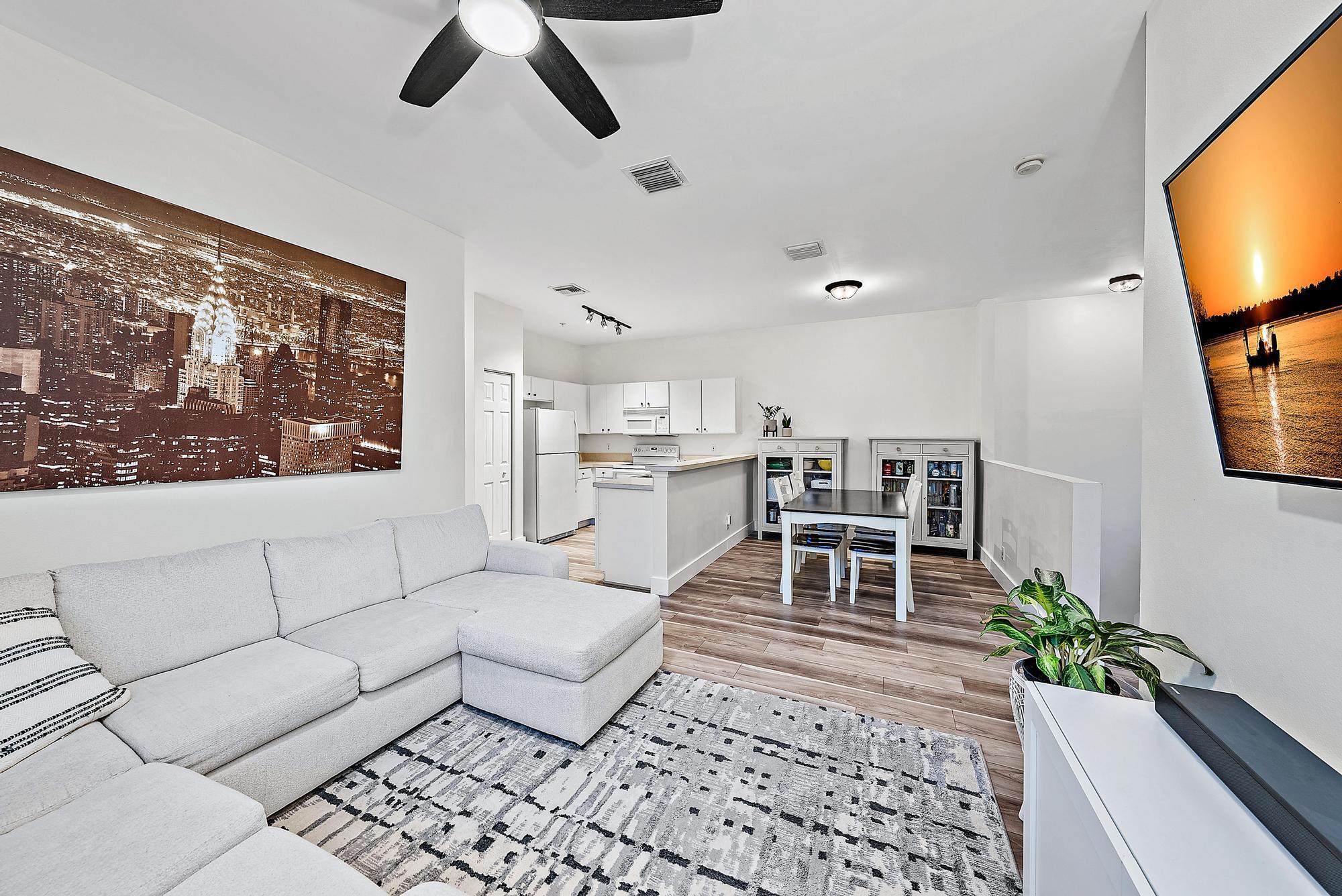 Welcome to 105 Lighthouse Circle J in the active community of Tequesta Trace. This SPACIOUS 2-bedroom, 2-bathroom corner unit with almost 1,100 living square feet offers a perfect blend of comfort and convenience in the heart of Tequesta. Boasting brand new luxury vinyl plank flooring throughout, brand new plantation shutters, new baseboards, and in the PERFECT location only minutes from Jupiter's white sand beaches, delicious restaurants and within walking distance to Constitution Park, Gallery Square, and Perk Coffee House! As you enter, through the front door or your private 1-car garage, you will then ascend a flight of stairs to the main level of your home. Notice the abundance of natural light accentuated by the new plantation shutters as well as the warm ambiance of your new vinyl flooring that gracefully extends throughout the entirety of the home. You will be impressed with the seamless floor plan and how it boasts an open flow between the kitchen and main living area.Your spacious kitchen offers an ample amount of counter space, plenty of storage within your white cabinetry, a breakfast bar, and is open to your main living area, making it perfect for hosting friends and family or just unwinding after a long day. From here, you can step outside onto your private balcony, where you can sip your morning coffee, have a late night glass of wine, or just soak in your tranquil surroundings where you can even smell the fresh ocean breeze!Down the hall you will have a guest bedroom and second bathroom, along with your primary suite. Your large primary suite offers a sizable walk-in closet as well as a generously sized en-suite with a built-in vanity and walk-in shower with glass door.Convenience is key with a single-car garage, providing secure parking and additional storage space for your belongings. Plus it is ready for any electric vehicle charger!This home is located in the desirable community of Tequesta Trace, which is an ACTIVE and family friendly community that has amenities such as a large community pool and playground surrounded by artificial turf for the kids!The PERFECT LOCATION! In the heart of Tequesta you are only minutes to some of the most beautiful beaches, delicious restaurants and you will be able to walk to Constitution Park, Gallery Shopping center, The Recreation Complex and The Jupiter LightHouse Art center! You are also only a short distance from I95, Florida Turnpike, and the Palm Beach International Airport!This TURN-KEY unit is ready for its new owner. Schedule a showing before it is too late!