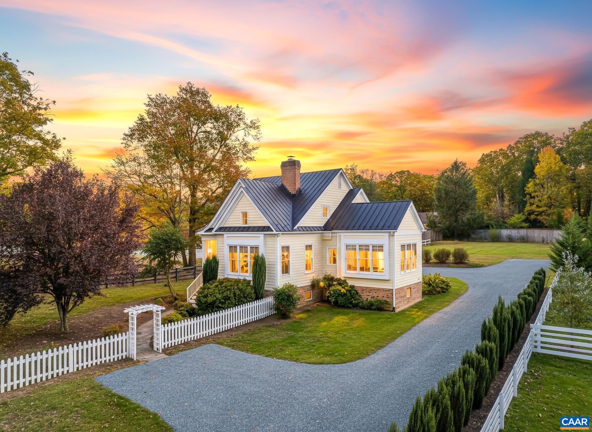 OPEN HOUSE SUNDAY Nov 16th, 1-3 pm. Our beautiful Arts and Craft style home is surrounded by horse farms in Keswick Hunt country. Our 3 bedroom, 2 bath 2,200+ sf home features oak floors, a double sided masonry fireplace, stainless steel appliances, granite countertops, vaulted ceilings, a luxurious master suite with a balcony, a jetted tub, Italian ceramic tile, and many built in cabinets and shelves. It is 6x2 construction with a standing seam metal roof, Hardiplank siding, Trex decking, a full unfinished 1,200 sf basement, solar panels, is generator ready and sits on .7 acres landscaped acres. We also feature a delightful sun room and a detached 672 sf garage with an apartment above it, ideal for guests or Airbnb