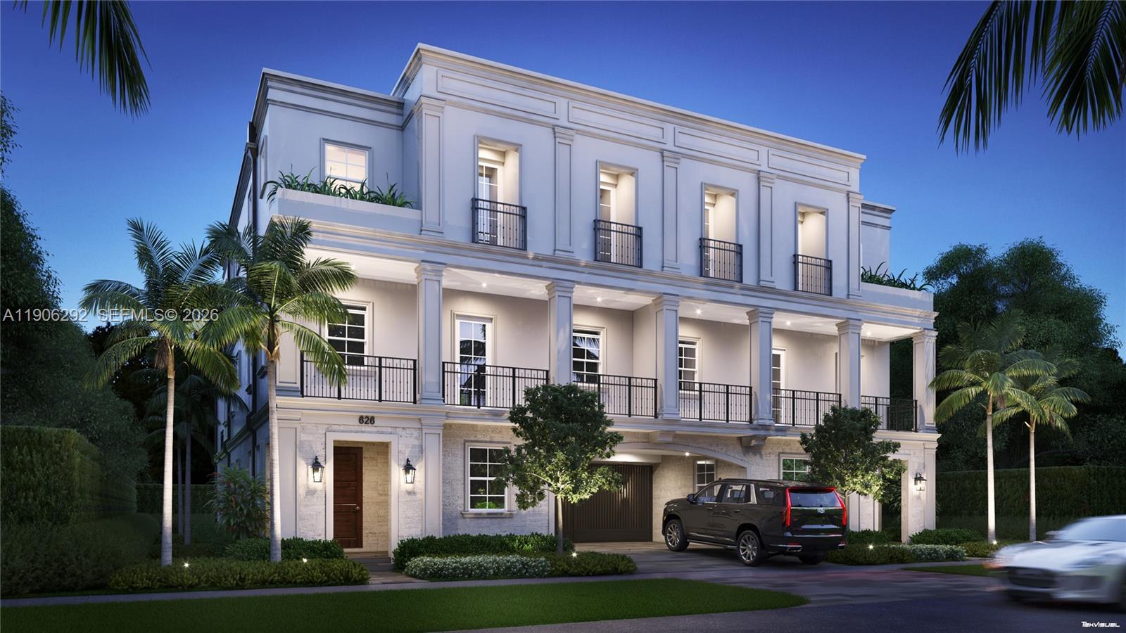 Malaga Townhomes, the epitome of modern elegance and luxurious living in the prestigious neighborhood of Coral Gables. These extraordinary three-story residences deliver a masterclass in fine living and architectural design. The experience begins as you enter your private covered porch and approach artisan crafted wood veneer impact door. The homes are filled with natural sunlight and boast hurricane rated windows and doors finished in exquisite bronze. The primary and secondary bathrooms are elegantly designed with European double vanities set against natural stone countertops. With seamless fusion of expansive patio areas, totaling over 1,000 SF, accentuated by a charming planter box with an effortless flow from the gourmet kitchen to these lavish outdoor spaces.