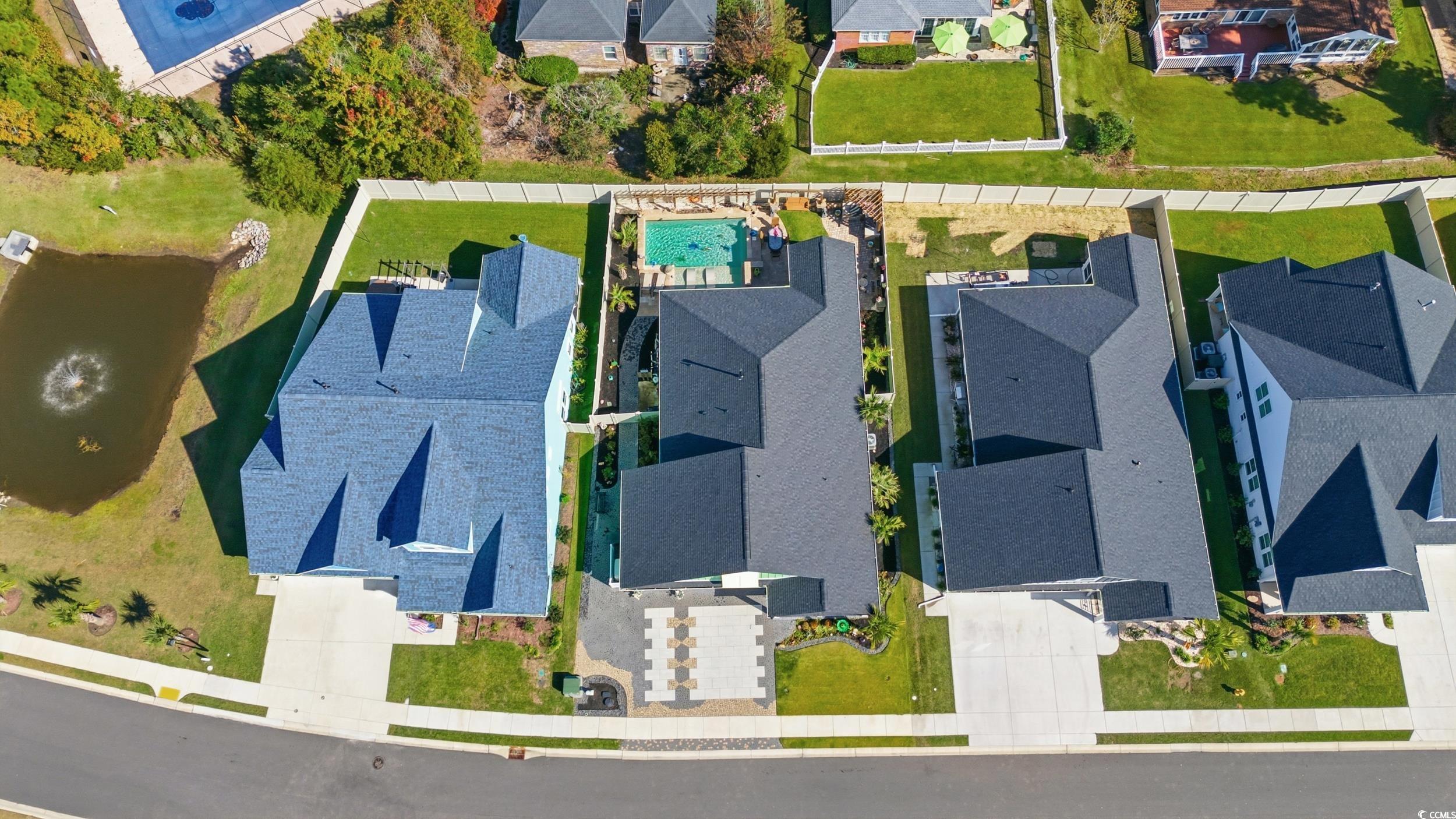 Aerial view of a pool