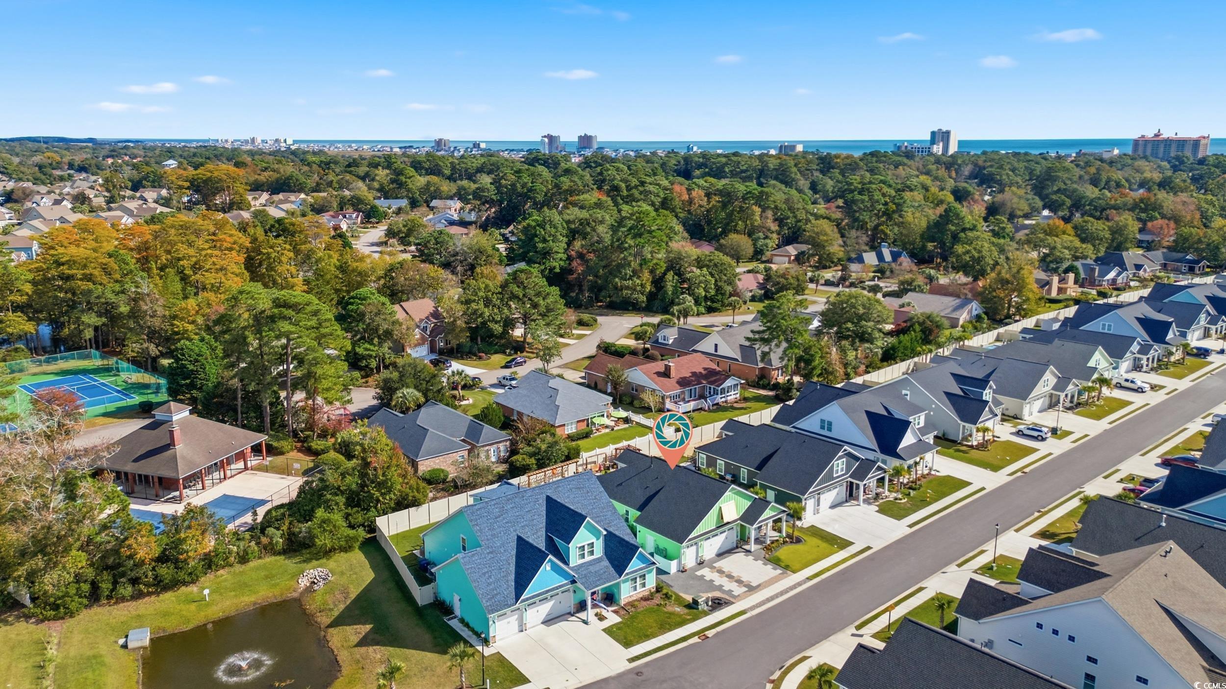 Bird's eye view of a large body of water