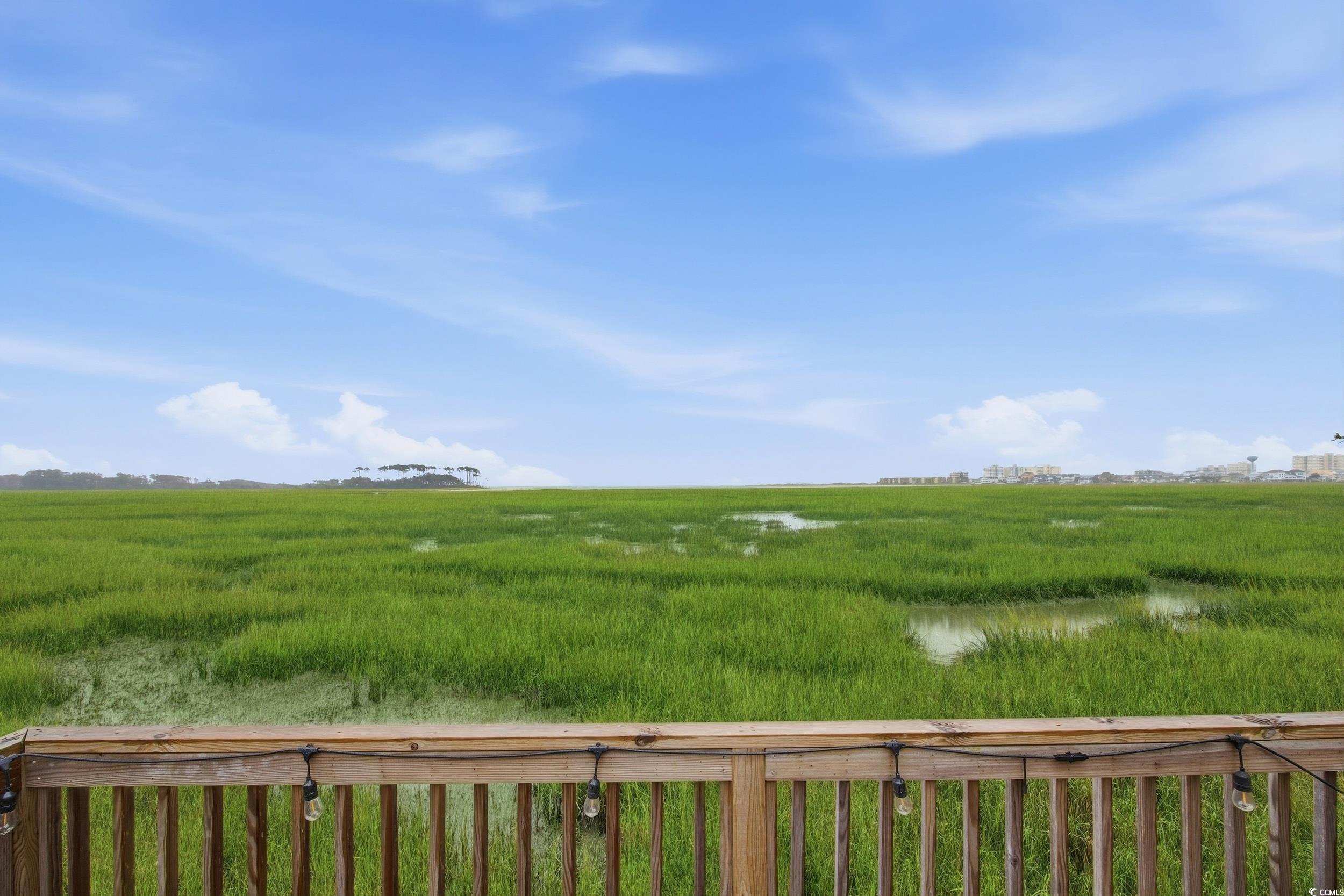View of yard with a water view