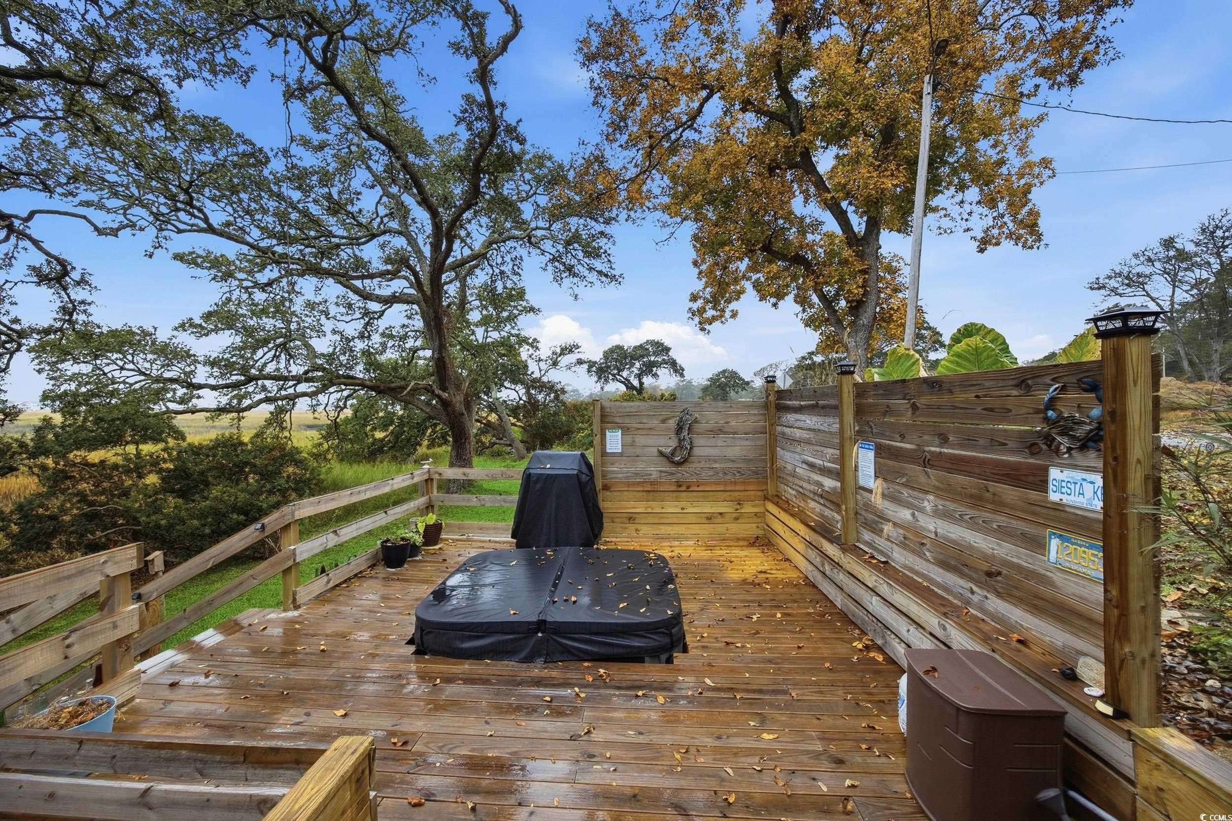 Wooden deck with a grill