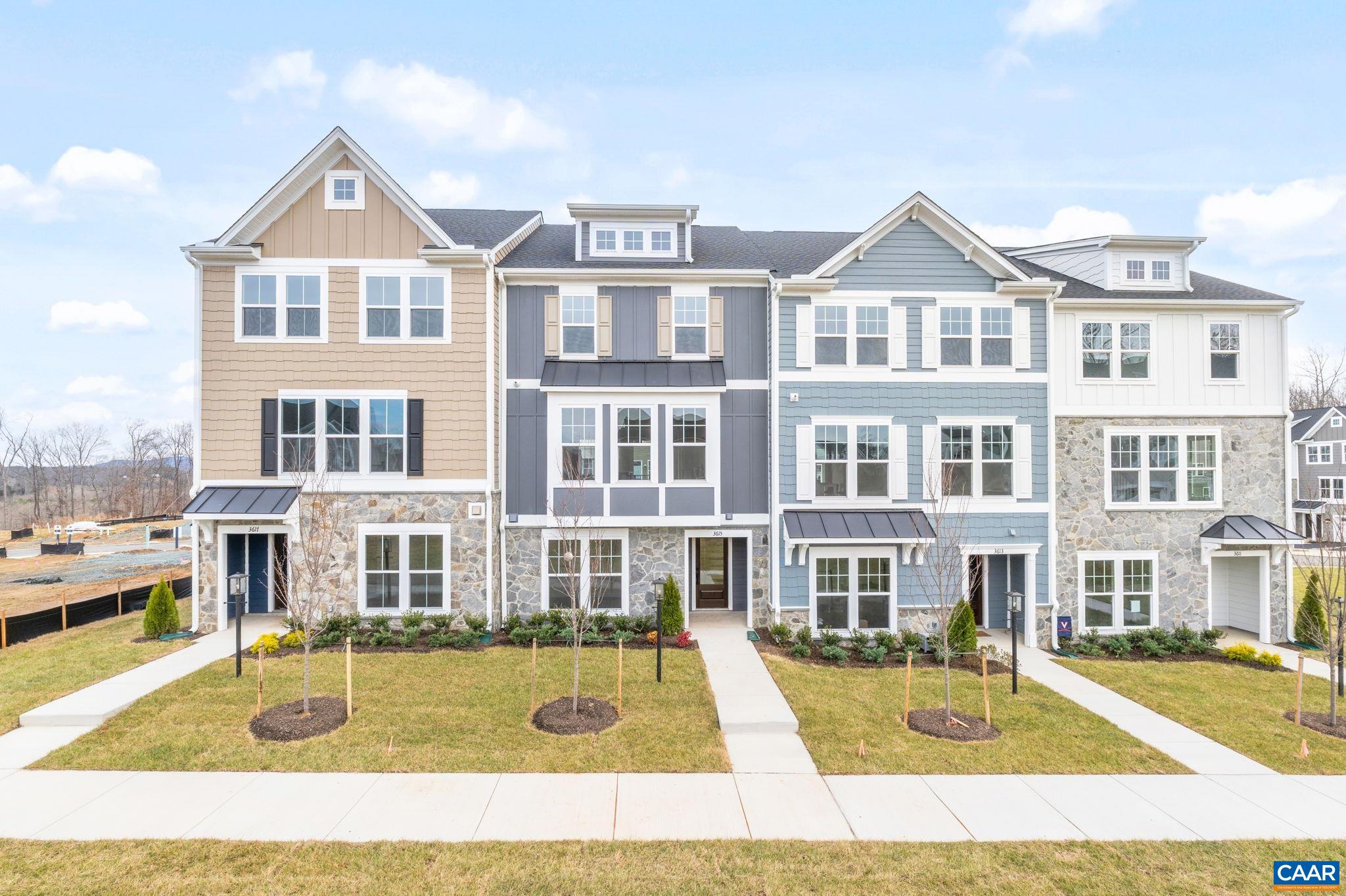 Just completed - actual photos! Introducing the Holly II, a three-story townhome coming to the newest phase of Belvedere. This layout offers flexibility and space, starting with a first-floor bedroom and full bath that could work well as a guest room, home office, or extra hangout area. The main level includes a roomy kitchen with a walk-in pantry, open dining space, and a bright family room, along with a convenient half bath. Upstairs, you’ll find the primary suite with its own private bath, two additional bedrooms, a shared hall bath, and laundry nearby for easy access. Features like oak stairs with open railings and gas appliances add a clean, finished feel. A two-car garage sits at the back of the home, providing both parking and additional storage.  Belvedere offers an array of amenities, including access to parks, close proximity to the Rivanna trailhead, the nearby SOCA Fieldhouse, a dedicated dog park for pet owners, and enchanting playground areas.