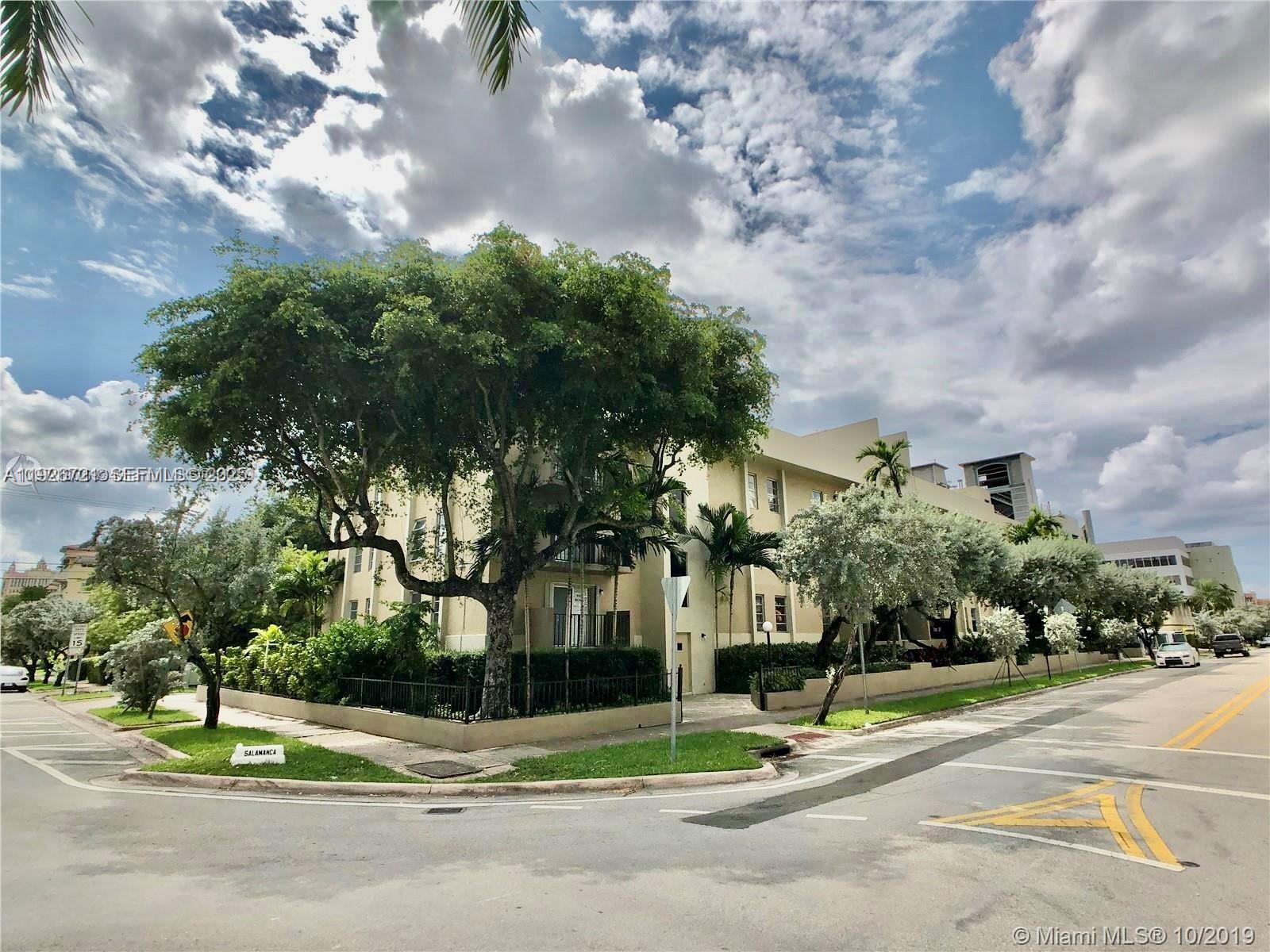 Available Feb. 1, 2026. 1st month & 1 month deposit to move in. Lovely, spacious, clean, light & bright 2 bedroom 2 bathroom condo blocks from all that Miracle Mile & Coral Gables have to offer. Tiled throughout. Updated bathrooms. Large bedrooms with large closets. Master has walk-in closet. Garden view from balcony. Pets OK. Pool view from master bedroom. Secure entry. One assigned parking space inside gated parking area. Additional Street parking available. Unit has an additional storage space in storage room. Community swimming pool. Building has washer & dryer on first floor. Great Location. Application for association in attachments.