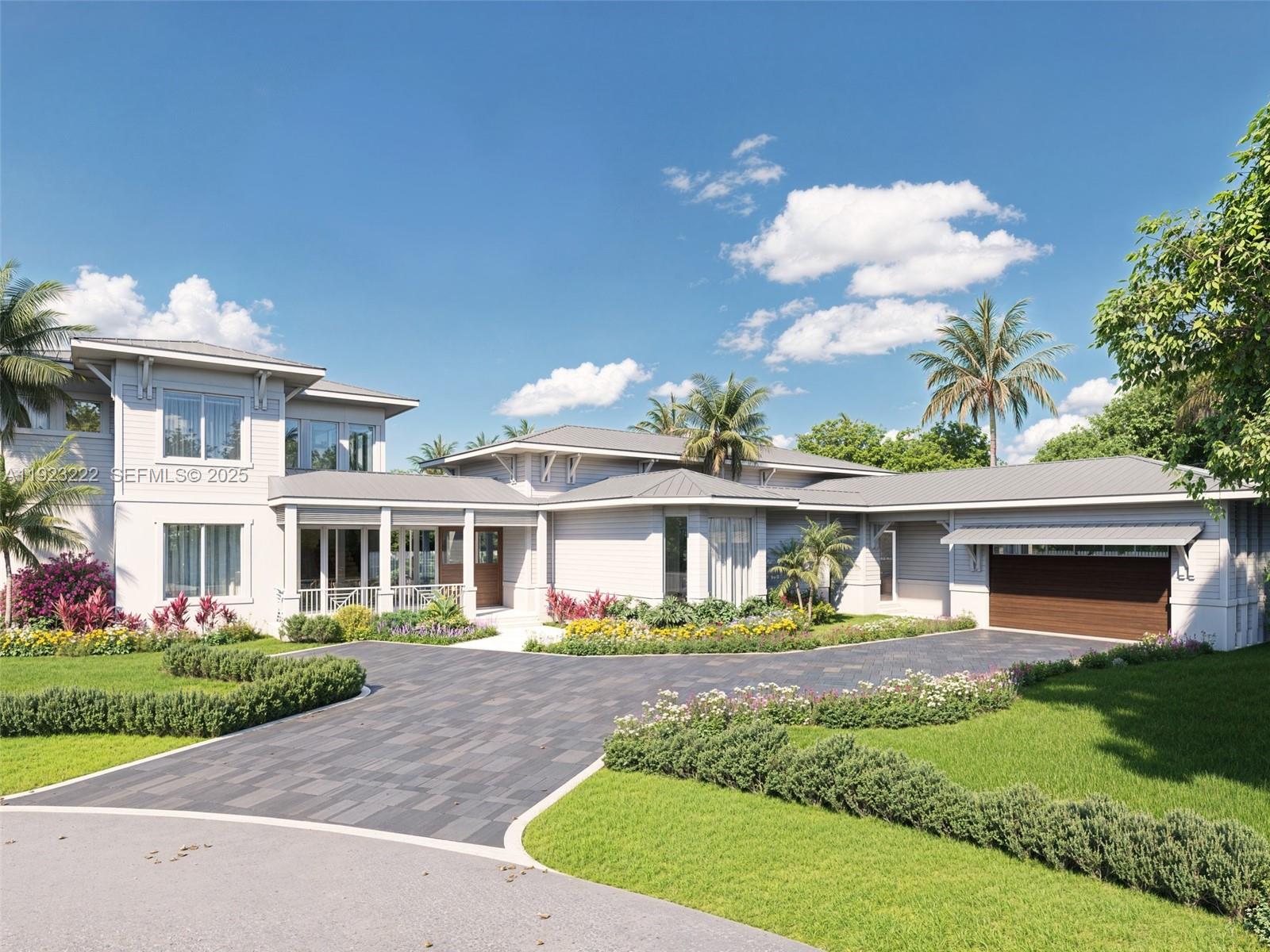 Elegant Pinecrest cul-de-sac residence featuring 8 bedrooms, 7.5 baths, and a 19,724 sq ft lot. A welcoming foyer opens to bright coastal-inspired living areas, a large family room, and custom built-ins. The Key West–inspired architecture complements a gourmet kitchen with custom cabinetry and Sub-Zero & Wolf refrigeration. The primary suite offers dual water closets and generous walk-in closets. A dedicated service/in-law quarters adds versatility, while a cabana bath enhances indoor–outdoor living. Enjoy expansive terraces, a sparkling pool, a 2-car garage, and thoughtful design throughout. Home is generator-ready with completion expected Summer 2026.