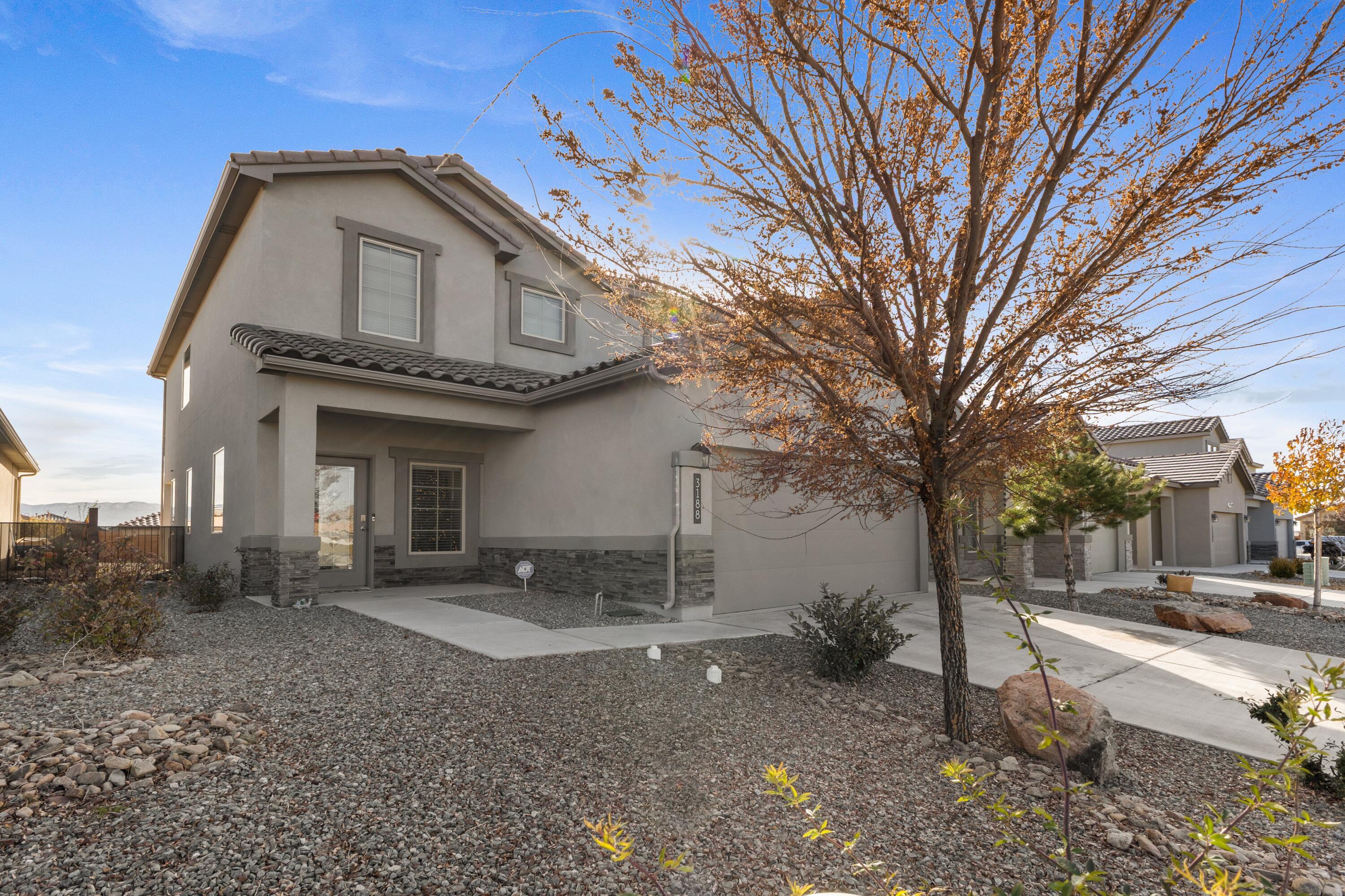 15k Seller Credit Available! Welcome to your dream oasis in the heart of Rio Rancho! This stunning 4-bedroom residence is a masterpiece of modern living, offering an open and airy floor plan that invites sunlight to dance across every room. The home boasts a neutral palette that exudes elegance and tranquility, creating the perfect canvas for your personal touch. Step into the spacious living area where comfort meets style, seamlessly connecting to a gourmet kitchen equipped with top-of-the-line appliances and ample counter space.The primary suite is a private retreat featuring an en-suite bathroom designed with relaxation in mind. Three additional bedrooms offer versatility for guest accommodations, office space, or creative endeavors. The xeriscape backyard embodies low-maintenance