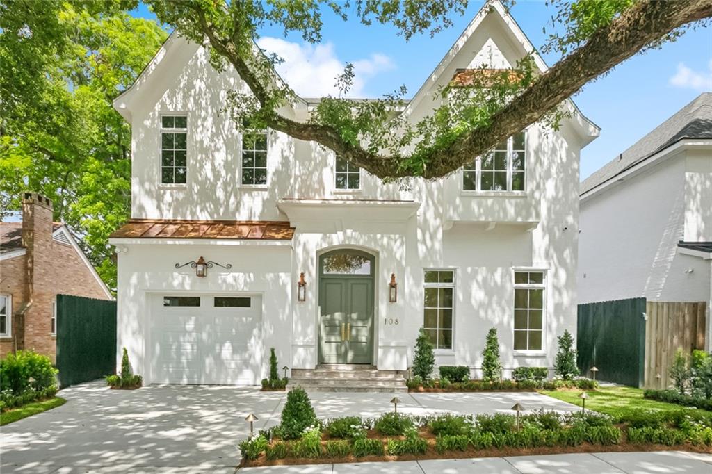 This stunning new build by Miller Building showcases timeless elegance and modern luxury in the heart of Old Metairie. Featuring a beautiful brick exterior, this home offers 6 bedrooms, 5.5 baths, plus a dedicated exercise room, playroom, and upstairs office. Thoughtfully designed, it also includes a large seasonal closet or keeping room for extra storage. The first floor primary suite is a true retreat, boasting coffered ceilings, a custom designed closet, and a spa-like bath. In addition to the first floor primary suite there is an additional bedroom and full bath on the first floor.  A secondary primary suite upstairs provides added flexibility for guests or family. With soaring 12’ ceilings downstairs and 10’ ceilings upstairs, the home feels open and airy. Designed for effortless entertaining, the chef’s kitchen features Thermador appliances, custom cabinetry, Quartzite and marble countertops, a spacious walk-in pantry with a builtin coffee station, and a wet bar with an ice maker and wine fridge. Additional highlights include European White Oak wide-plank flooring, a fireplace, gas lanterns, and laundry rooms on both levels. Outdoors, enjoy a fully equipped kitchen, exterior lighting, and a sprinkler system, with plenty of room to add a pool. This exceptional home is designed for luxury, comfort, and functionality—don’t miss your chance to make it yours!