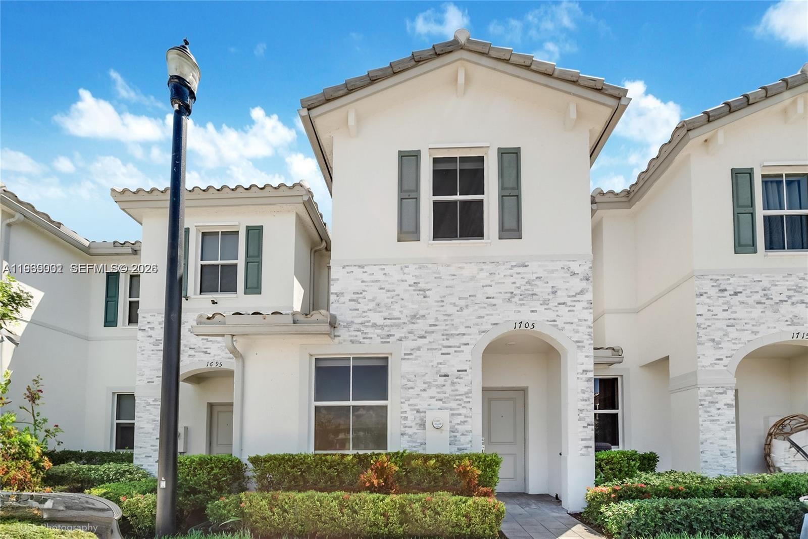 Gorgeous Townhome villa in lovely gated community 'Rivera". Spacious townhome features: two story, 3 bed/2.5 baths, large walk-in closet in the Master Bedroom. ceramic tile on first floor and carpet on second floor, Stainless Steel Appliances, Quartz countertop. Fenced in backyard. Wi-Fi Certified Home Design: video doorbell and alarm security kit, invisible smart lock, water leak detector, smart water valve and more. 2 Assigned Parking space and plenty for visitors. Pet friendly, no size restriction. The Clubhouse includes pool and gym. In the most desirable Homestead area. Conveniently located near shops, restaurants, and major highways. Leased until March 12 2026.