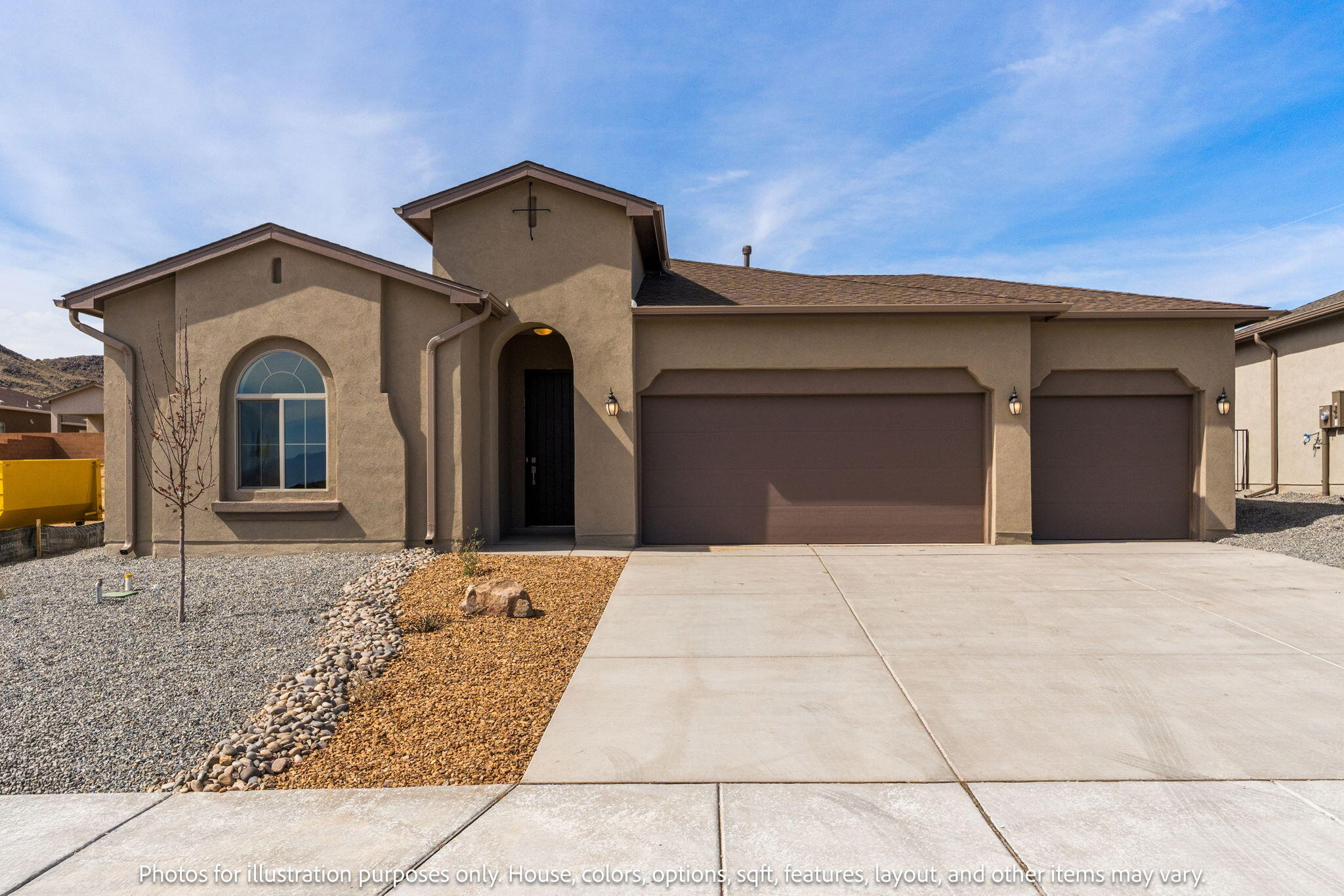 Manzano floorplan offering approx. 2,127 sq. ft., 4 bedrooms, 3 bathrooms, and a 3-car garage. Open and functional single-story design centered around a spacious great room. Thoughtfully planned layout features a luxurious owner's suite with dual walk-in closets and well-appointed bath, a unique Jack and Jill bathroom between secondary bedrooms, generous walk-in closets throughout, a large kitchen pantry, and a roomy laundry for everyday convenience. Options include expanded outdoor living space, upgraded patio doors, and additional bathroom finishes. Located in desirable Trails at El Cerro with easy access to shopping, dining, outdoor activities, and commuter routes.