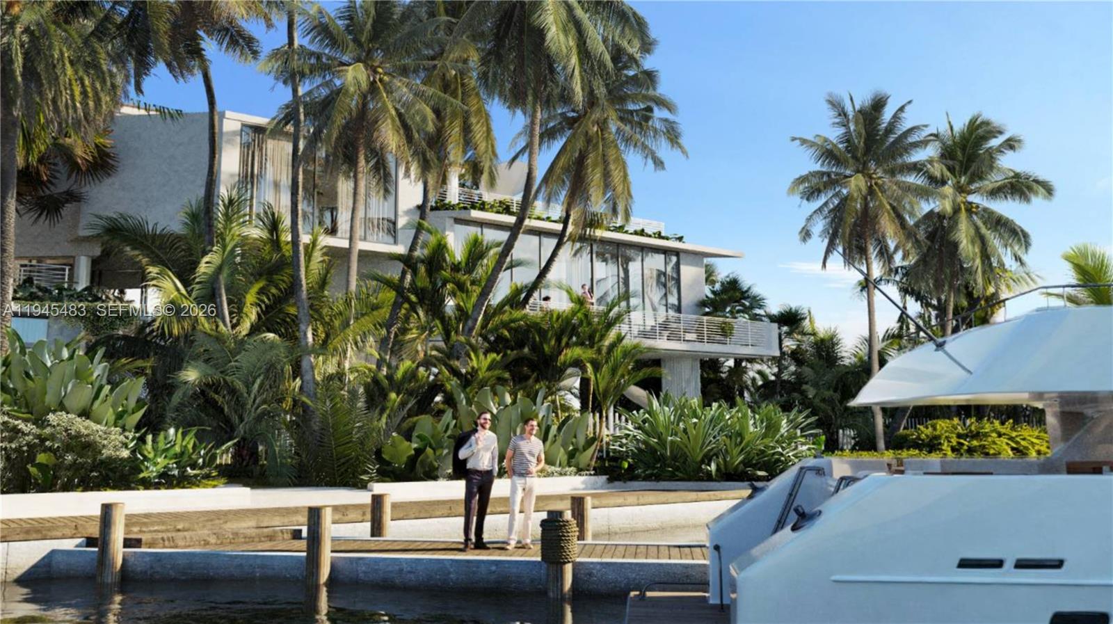 Villa Nova is a newly constructed waterfront residence defined by clean modern architecture and seamless connections to Biscayne Bay. Designed with a refined contemporary sensibility, the home balances architectural precision with warm, livable interiors.Set on a 10,455 SF lot along private Prescott Lane, the residence offers 76 ft of direct open-bay frontage with downtown skyline views. The home spans 9,367 SF of total building area, including 7,169 SF under air and 2,545 SF of terraces designed for indoor-outdoor living. Expansive glazing and intentional sightlines flood the interiors with natural light while framing tranquil water views.The residence features 5 bedrooms, 5.5 bathrooms, a dedicated office, custom millwork, natural finishes and a wine refrigerator. A private elevator provides access between all levels, while three covered parking spaces add convenience. Outdoor living areas extend directly toward the bay, ideal for entertaining and a private retreat.Exterior highlights include a new seawall, 90+ ft of dockage, and a Raymond Jungles designed landscape enhancing privacy. Interior finishes include a refined neutral palette, natural stone surfaces, and custom millwork that allow the architecture and views to take center stage.Welcome to a new standard for the next generation of luxury living. Inquire for 3D development tour. All images are artist’s renderings provided for illustrative purposes.