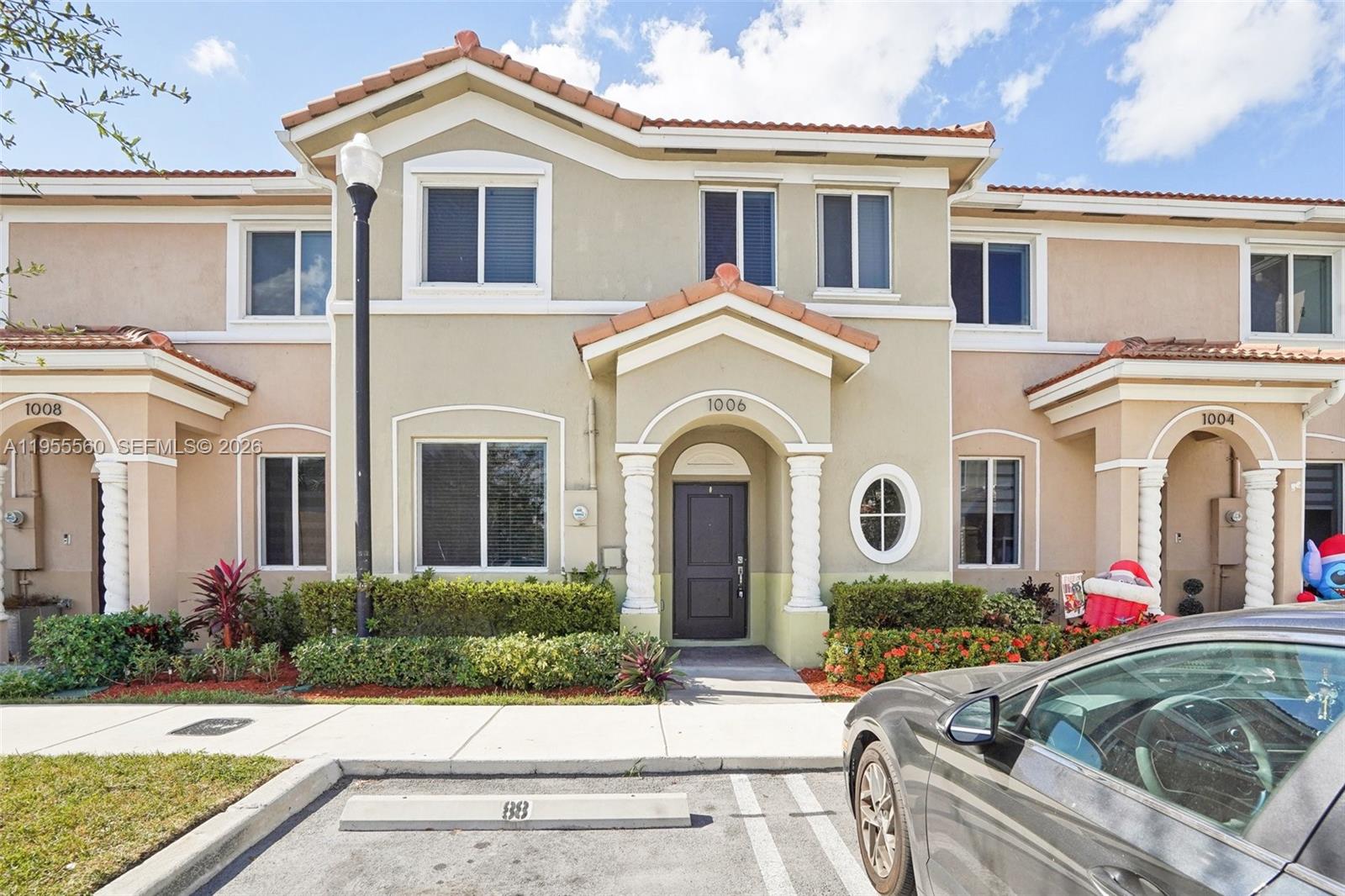 This stunning FRESHLY PAINTED 4-bedroom, 3-bath home, built in 2021, is located in one of Homestead’s top gated communities. Move-in ready, featuring an open-concept layout, this home includes a chef’s kitchen with stainless steel appliances, white quartz countertops, and modern cabinetry. The first floor offers a bedroom and full bath, perfect for guests or a home office. The spacious living area opens to a fenced patio, ideal for entertaining. Upgrades include ceramic tile flooring on the first floor. HOA benefits include basic cable, trash removal, two clubhouses, pools, a gym, playground, and dog park. Close to Baptist Hospital, shopping centers, and the Turnpike. Schedule your showing today!
