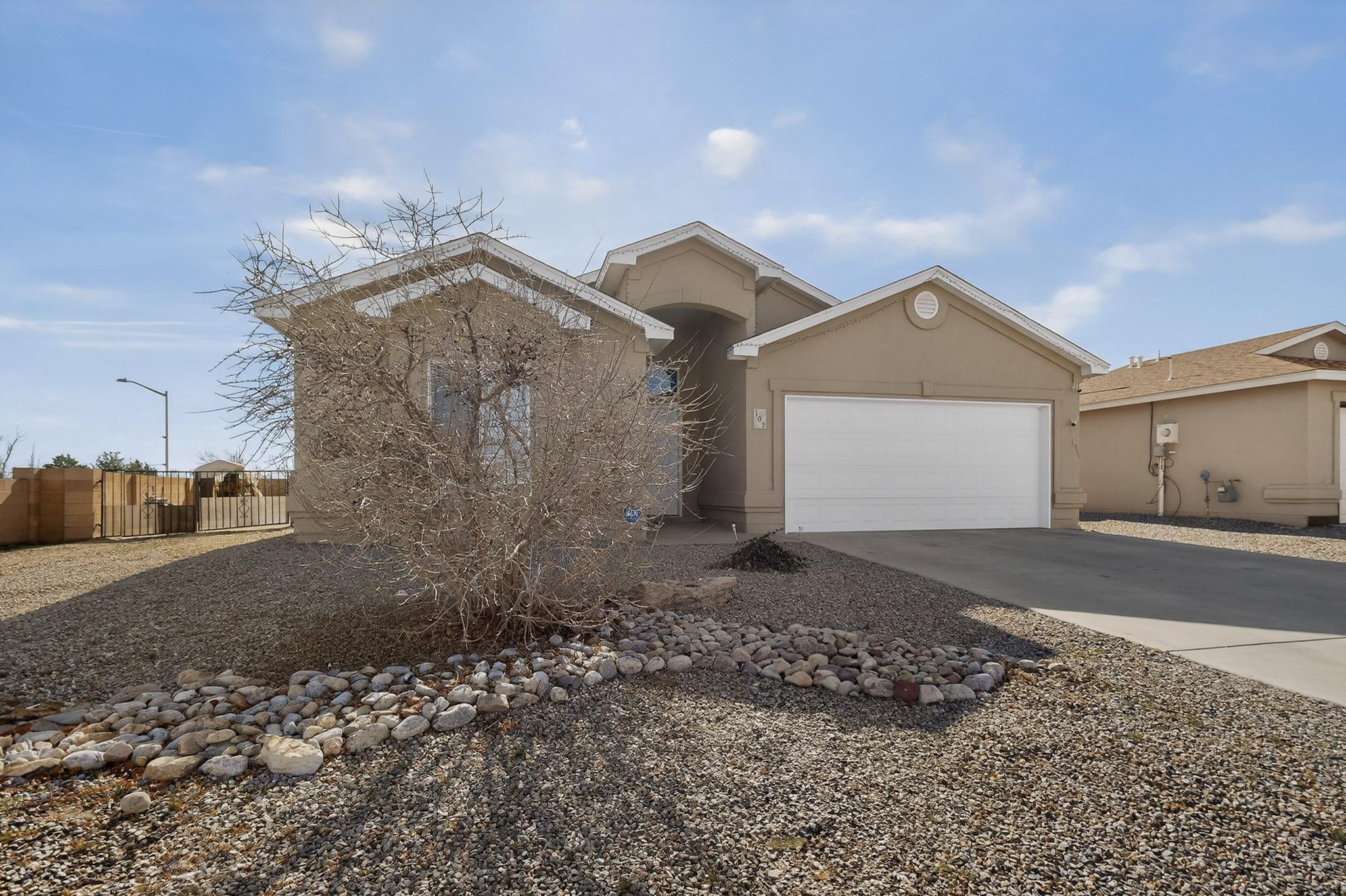 Welcome to this well maintained single story home located on a desirable corner lot in Rio Rancho! Featuring attractive curb appeal with a classic stucco exterior, clean architectural lines, this home offers both comfort and functionality. The corner lot enhances privacy and creates a more open, spacious feel with possible backyard access. Inside, you'll find a thoughtfully designed layout perfect for everyday living and entertaining. Conveniently located near schools, parks, shopping, and dining, this home offers both comfort and accessibility in a growing Rio Rancho community.A great opportunity to own a move-in ready home. Schedule your showing today!