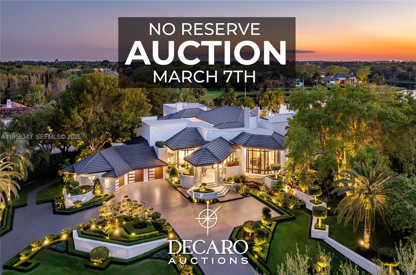 LUXURY PROPERTY AUCTION: MARCH 7th.  Previews Sat & Sun from 1PM to 4PM Feb 14-15 | 21-22 | 28 March 1 | 6 and by appointment.  Early Bid Incentive available. A true architectural statement, this estate blends timeless sophistication with contemporary comfort. Inspired by the iconic design principles of Frank Lloyd Wright, —clean lines, expansive windows, and seamless integration with its natural surroundings—creating a residence that is both artful and functional. Every detail has been carefully considered, reflecting balance, harmony, and enduring elegance. Located in Windmill Ranch Estates, Weston’s most prestigious and sought-after community, this property offers more than just a home—it offers a lifestyle of distinction. Weston consistently ranks as one of the most desirable cities in South Florida, celebrated for its schools and vibrant yet serene way of life. This residence has been completely and meticulously renovated with no expense spared; a true turnkey opportunity. Every space has been thoughtfully updated with premium finishes, custom details, and state-of-the-art systems, ensuring a home that feels brand new. From its open living areas and high ceilings to the lakefront views, smart-home technology, and resort-style outdoor spaces, the property delivers both elegance and everyday functionality. Fully furnished and move-in ready, it represents a unique opportunity to enjoy the best of Weston’s lifestyle.